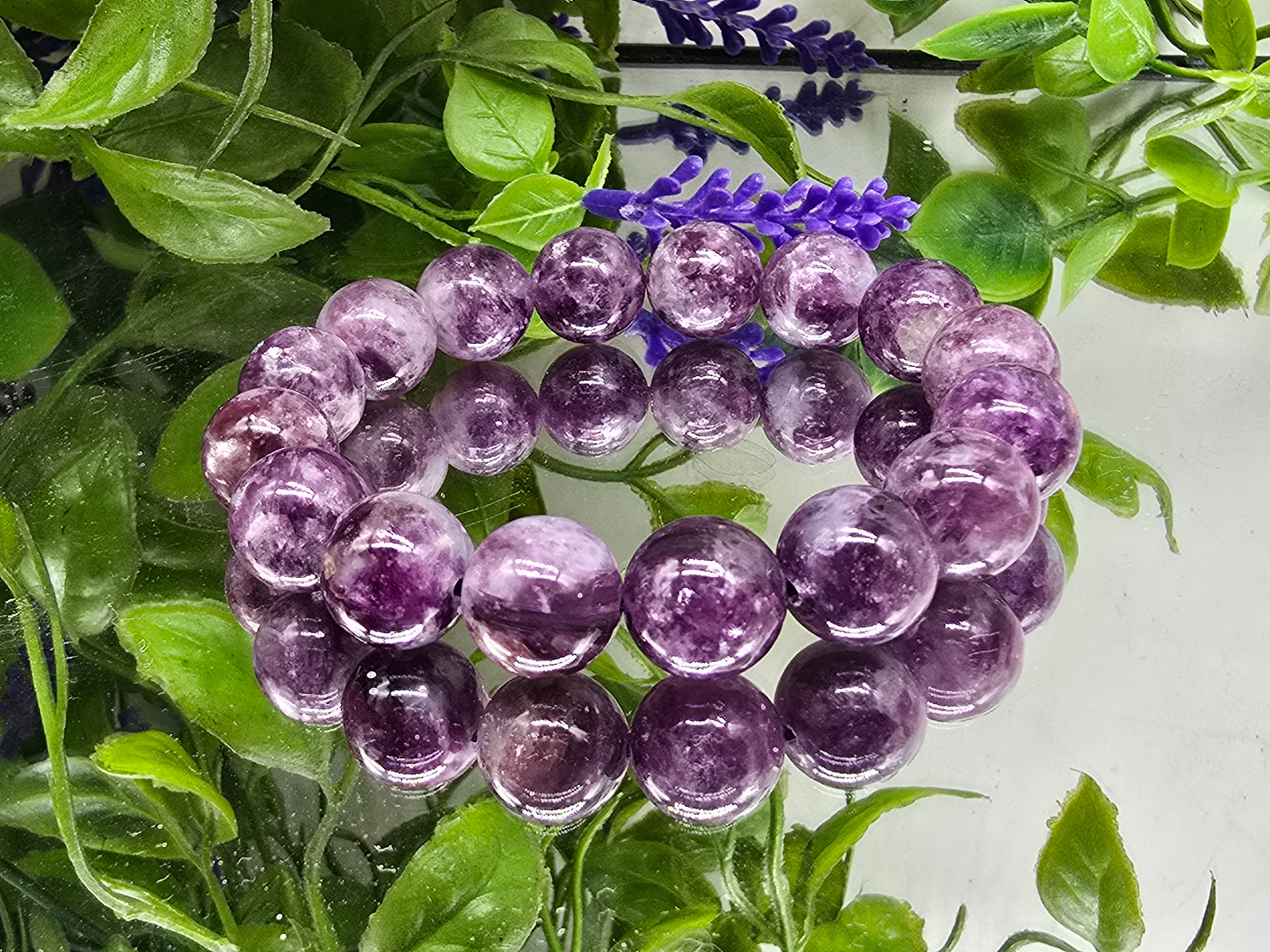 Lepidolite AAA Grade 12mm beads bracelet  Crystal Wellness
