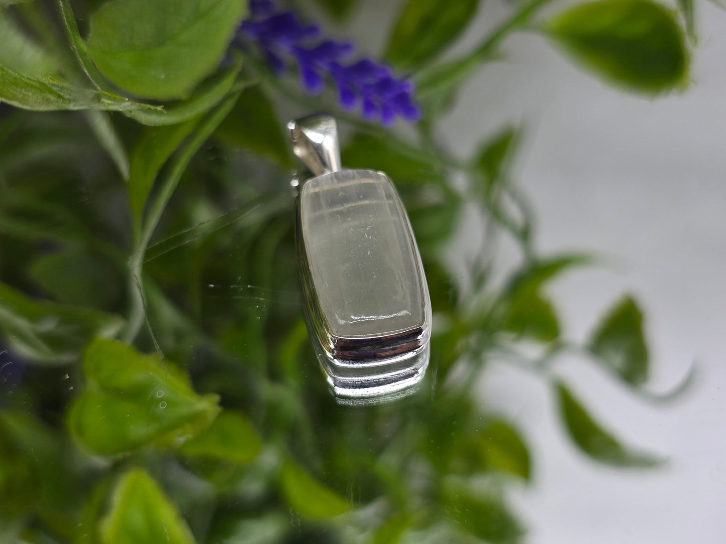 Selenite 925 Sterling Silver Pendant Crystal Wellness