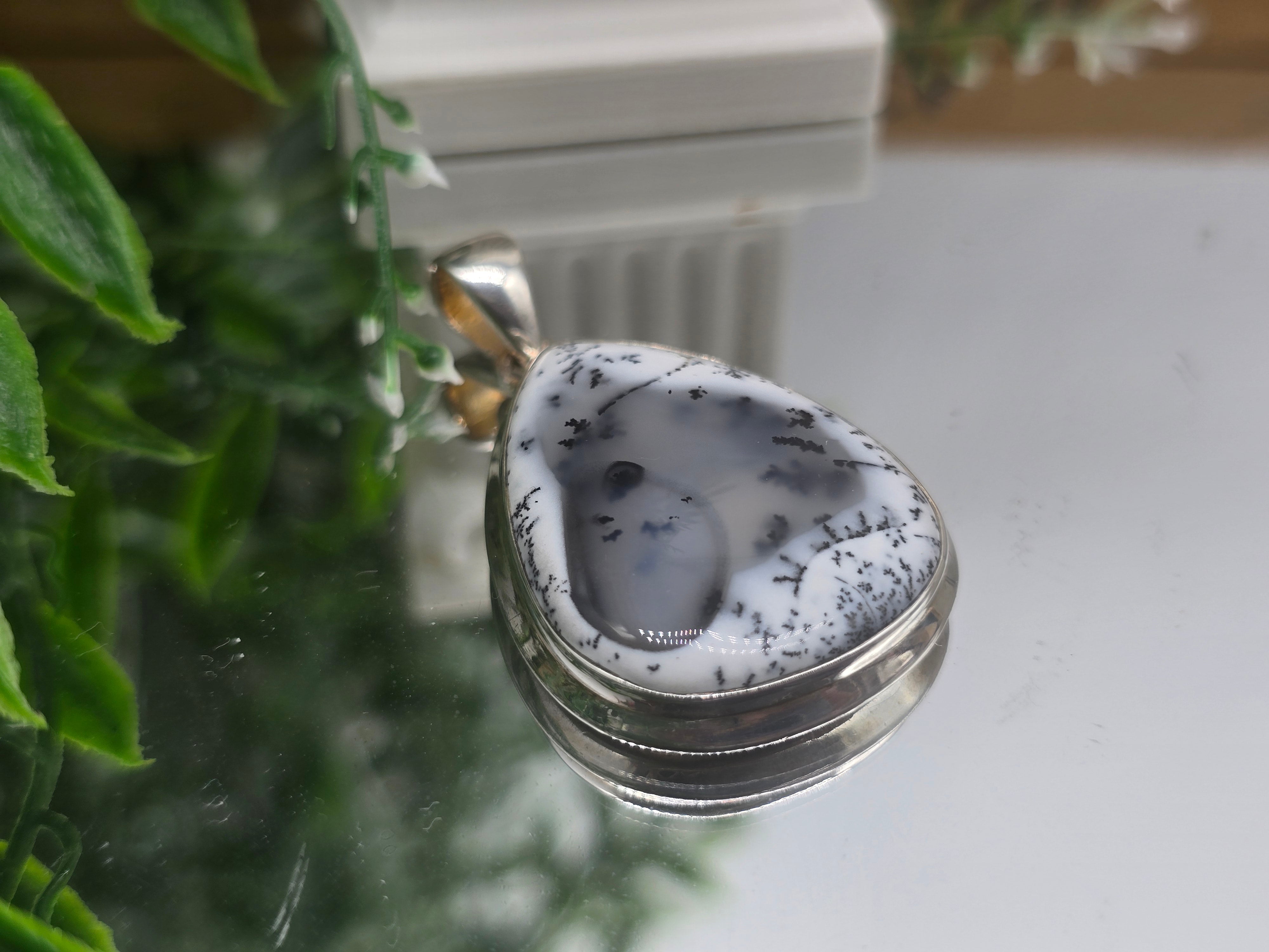 Dendritic Opal 925 Sterling Silver Pendant – Clarity, Growth & Inner Peace Crystal Crystal Wellness