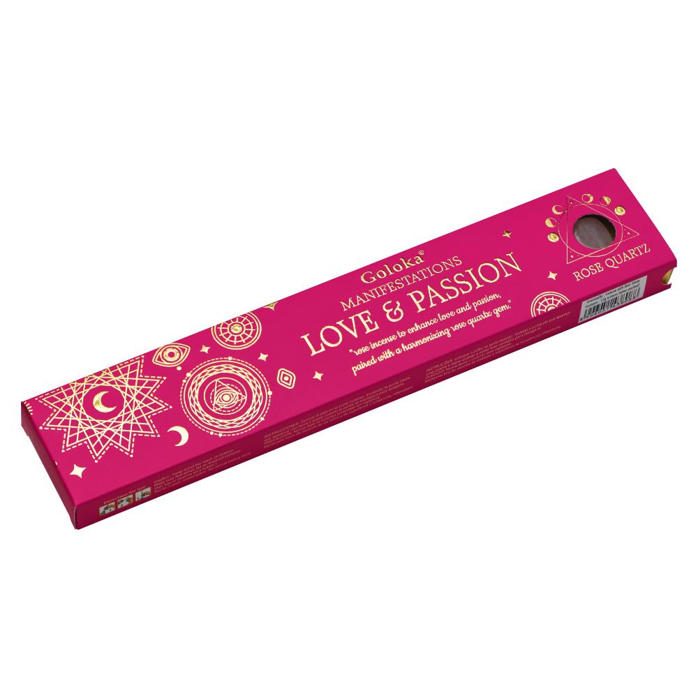 Love & Passion Manifestation Gemstone Incense 15gms Sticks Goloka - Value Boxes of 3 Crystal Wellness