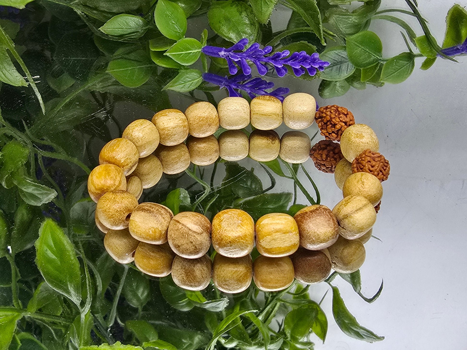 Palo Santo & Rudraksha Spiritual Purification Bracelet – 10mm Beads Crystal Wellness