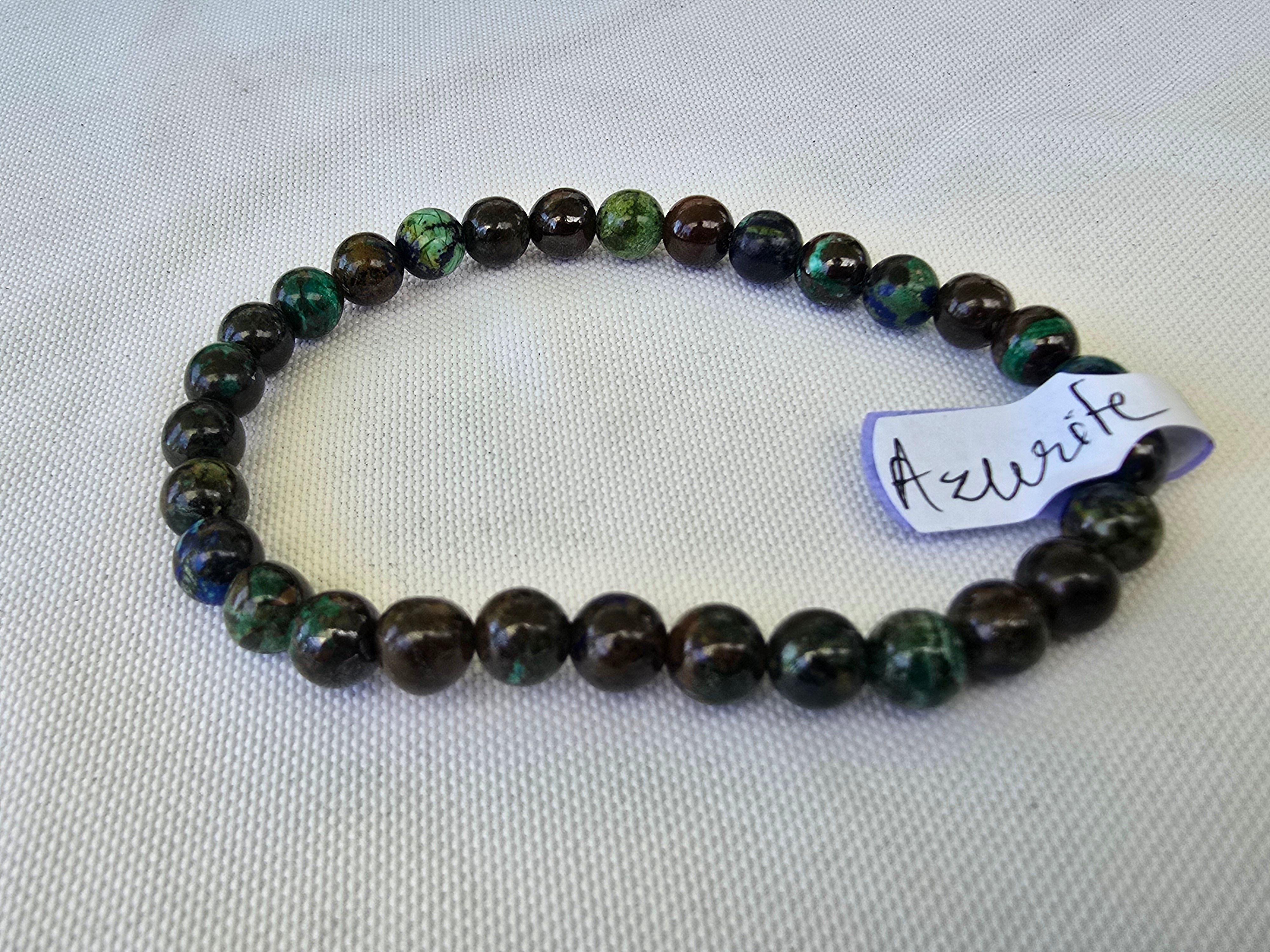 Azurite Malachite 6mm Healing Bracelet – Intuition, Emotional Healing & Mental Clarity Crystal Wellness