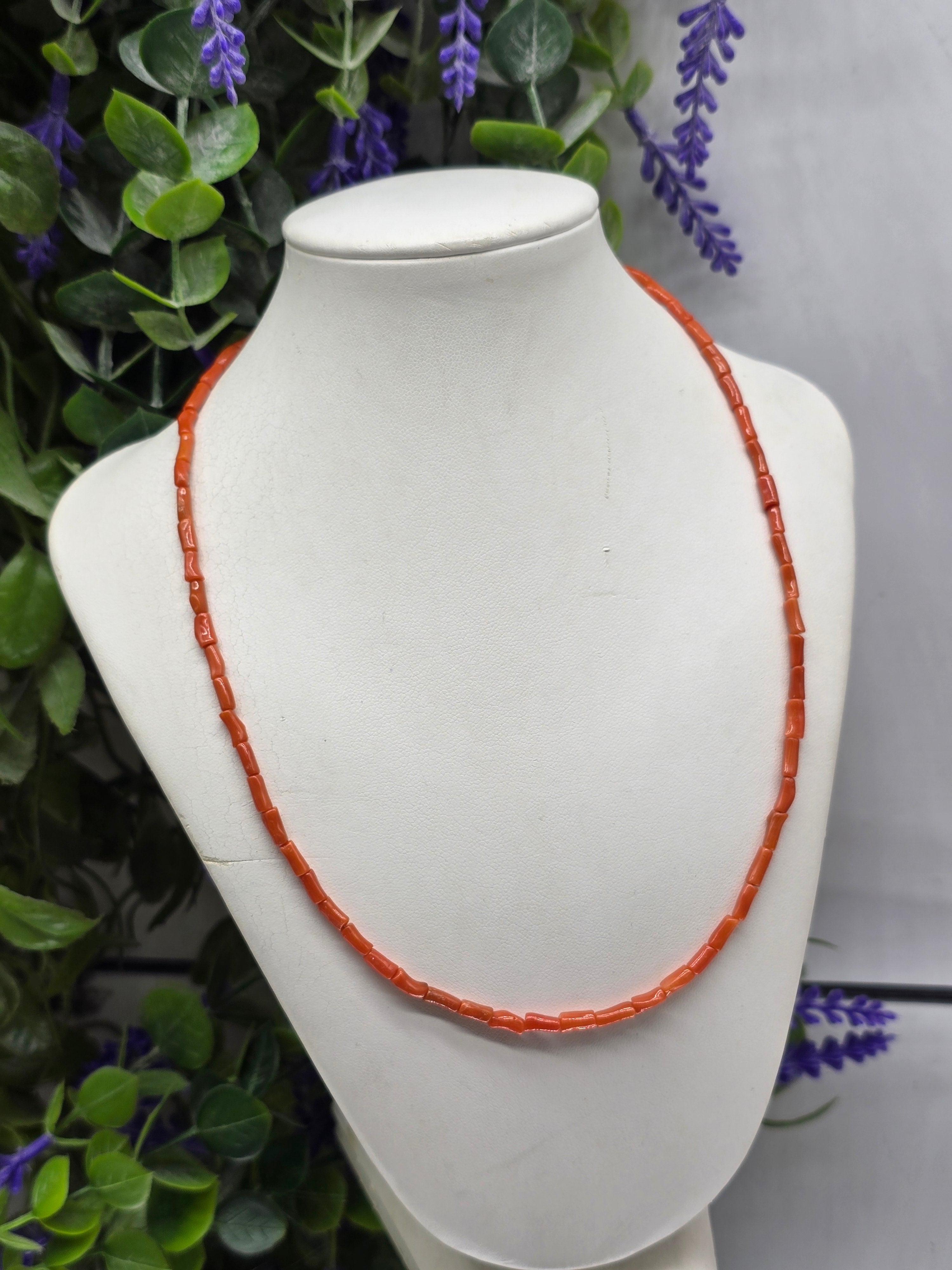 Genuine Mediterranean Red Coral Barrel 3mm Beads Necklace – Stone of Vitality, Protection & Courage Crystal Wellness