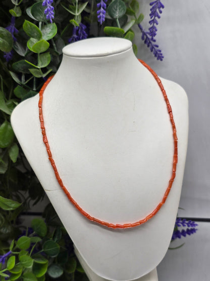 Genuine Mediterranean Red Coral Barrel 3mm Beads Necklace – Stone of Vitality, Protection & Courage Crystal Wellness