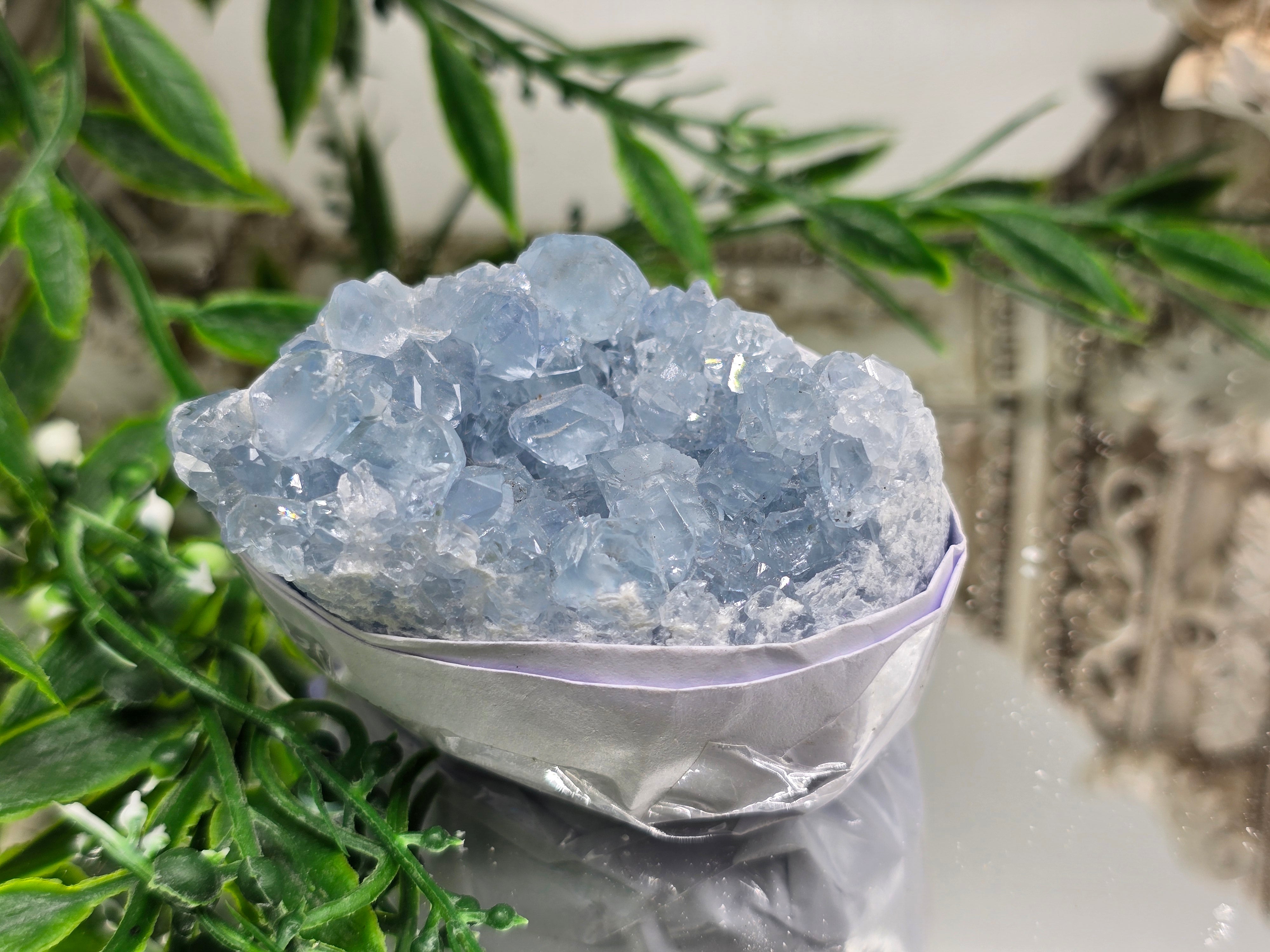 Natural Celestite Cluster – Madagascar | Angelic Communication, Peace & Spiritual Connection Crystal Wellness