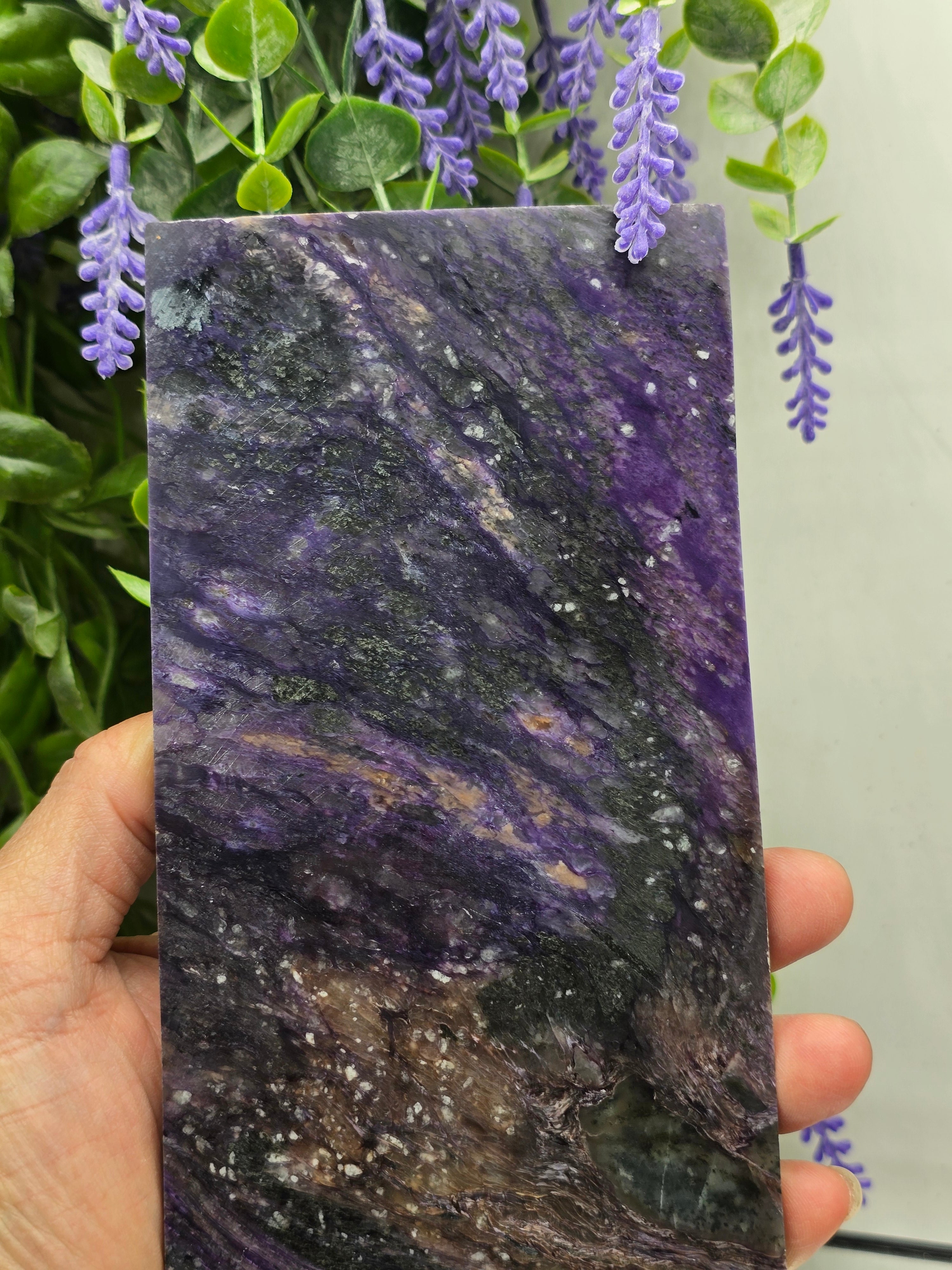 Natural Charoite Slab – Stone of Transformation, Spiritual Growth & Inner Strength Crystal Wellness