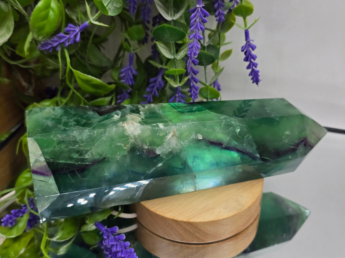 💚 Green & Purple Fluorite Tower — Stone Of Clarity, Focus & Renewal Crystal Wellness