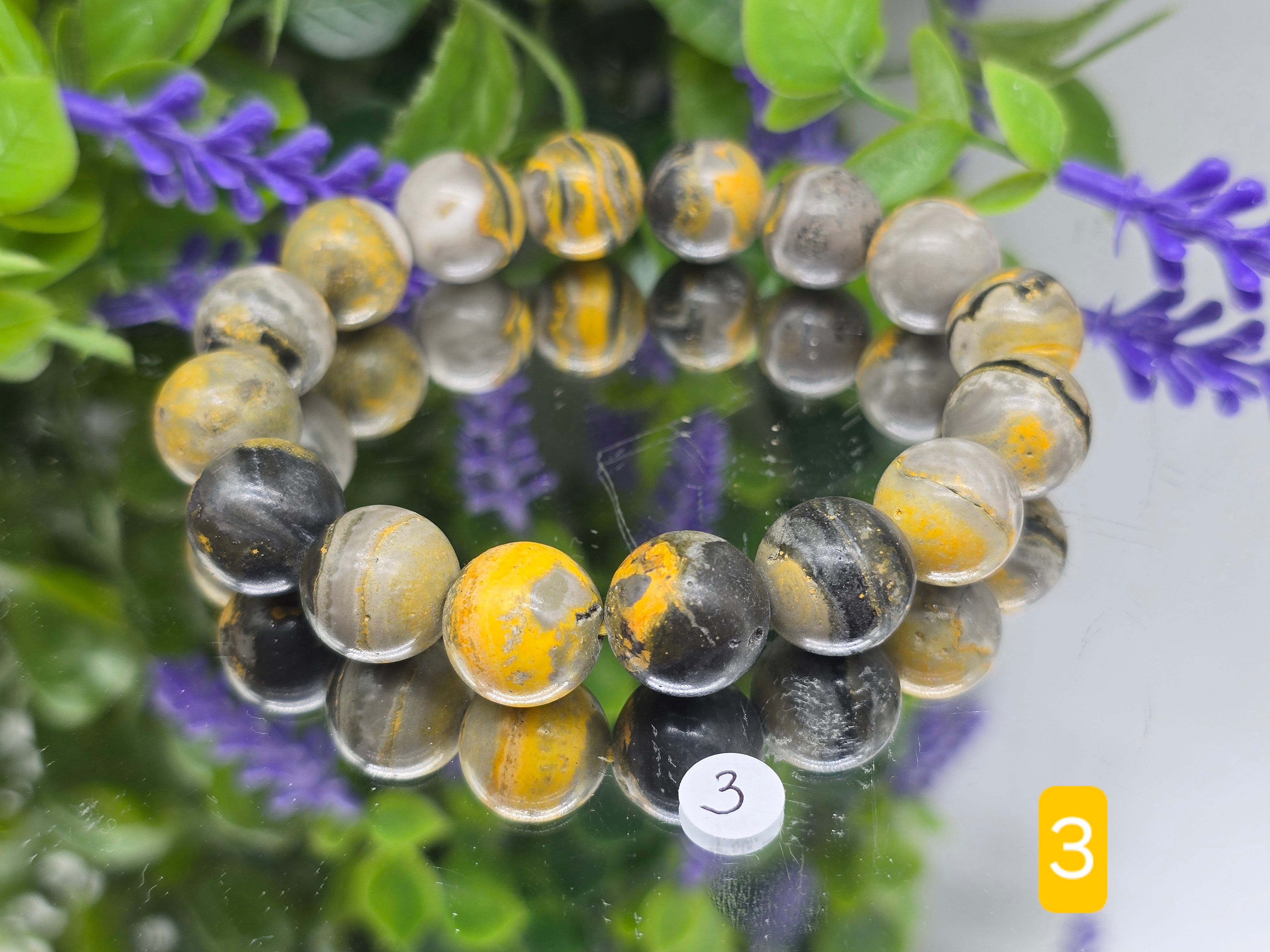 Bumblebee Jasper Beads Bracelet (Stone of Vitality, Courage & Creative Fire) Crystal Wellness