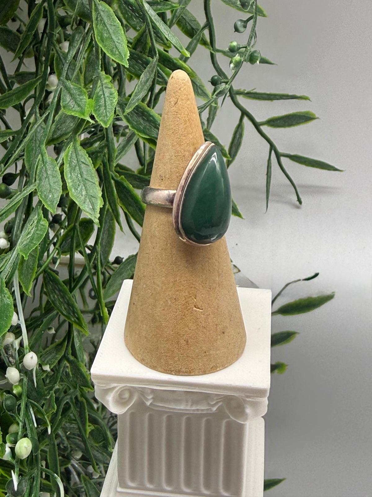 Green Aventurine 925 Sterling Silver Ring – Size 7 (Stone of Opportunity & Prosperity) Crystal Wellness