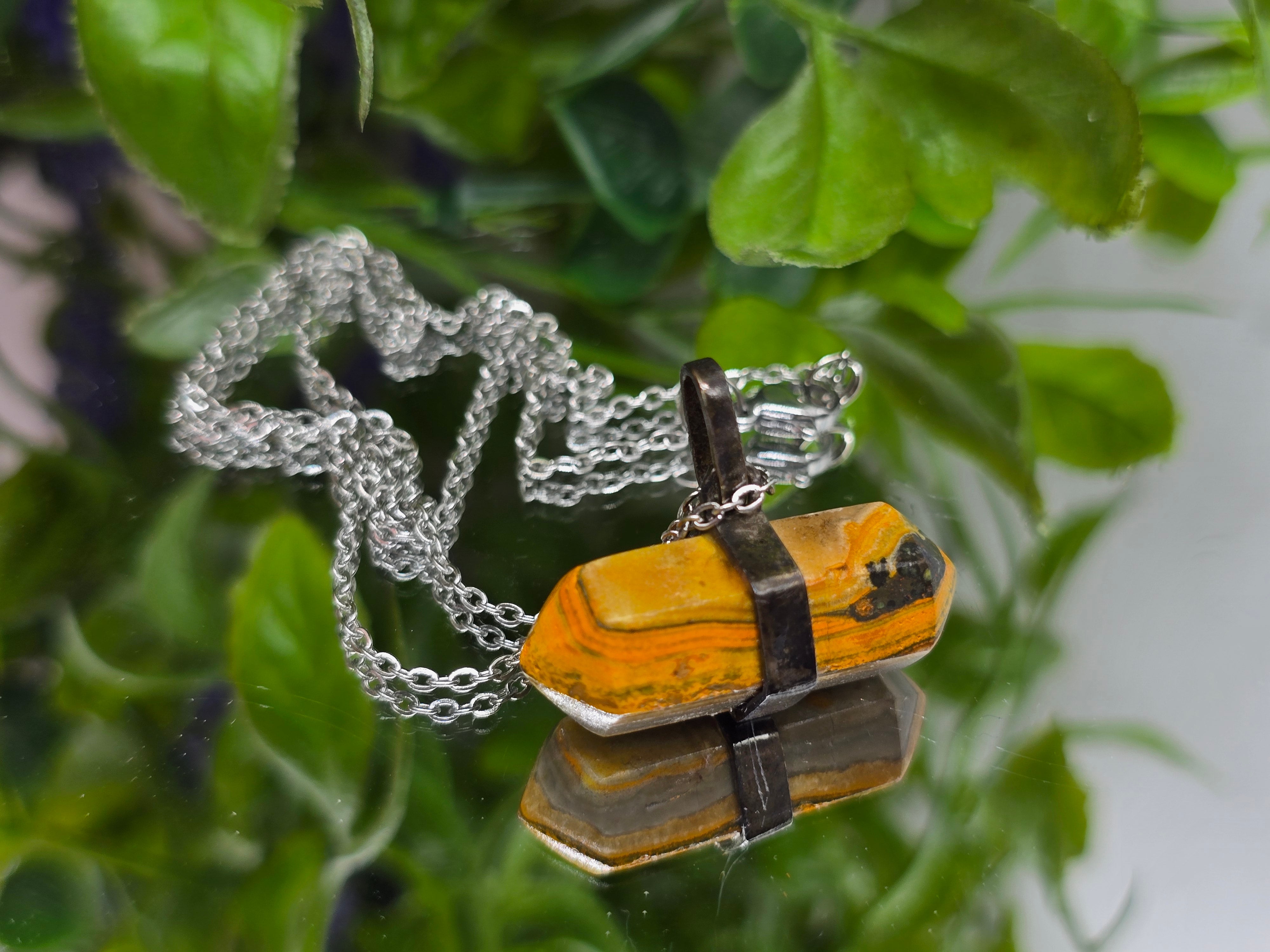 Bumblebee Jasper Oxidised 925 Sterling Silver Pendant (Stone of Vitality & Fearless Transformation) Crystal Wellness
