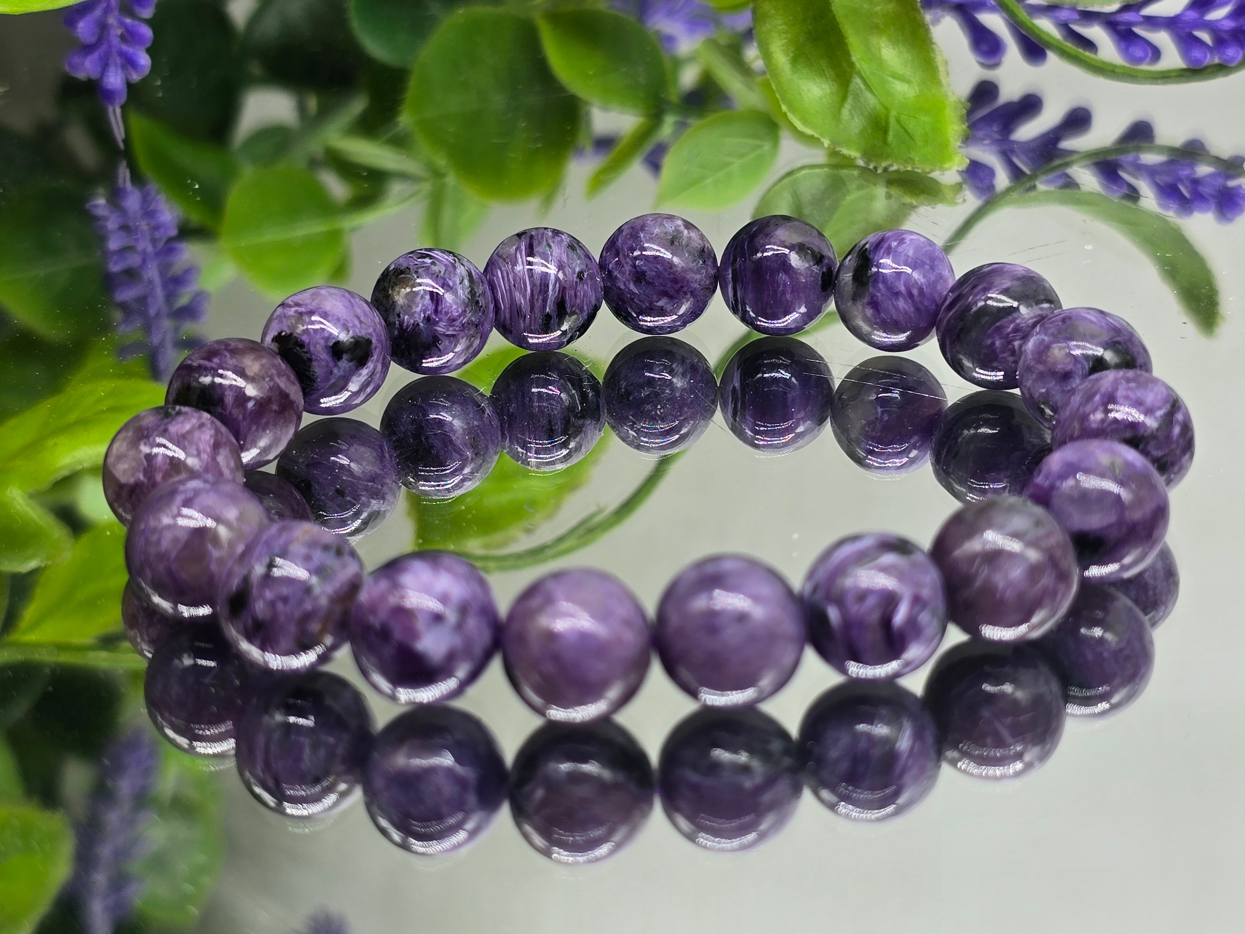 Dragon’s Soul Transformation – Charoite 10mm Bead Bracelet” Crystal Wellness