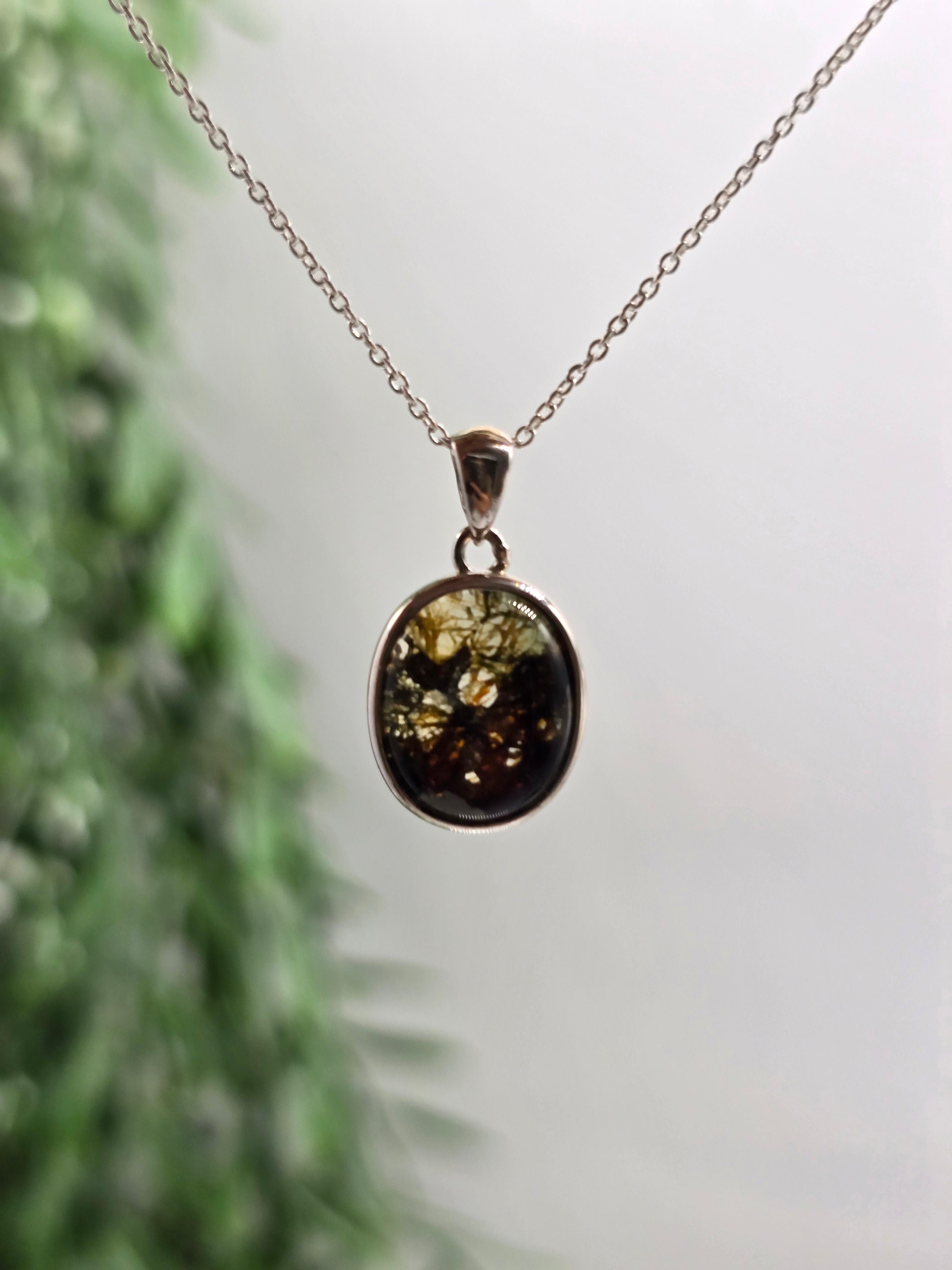 Pallasite Meteorite 925 Sterling Silver Pendant 14x12mm (Stone of Cosmic Rebirth & Celestial Alignment) Crystal Wellness