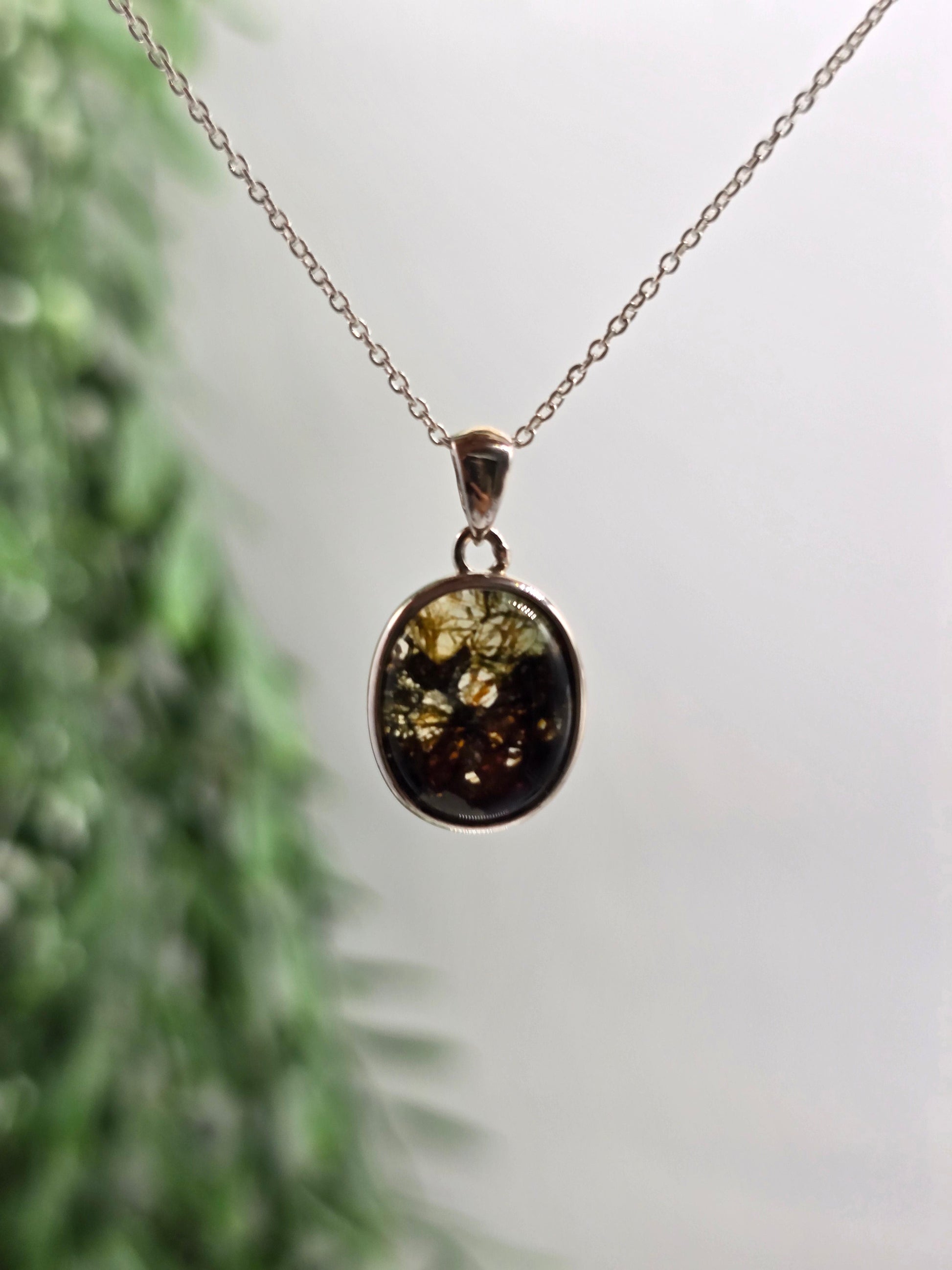 Pallasite Meteorite 925 Sterling Silver Pendant 14x12mm (Stone of Cosmic Rebirth & Celestial Alignment) Crystal Wellness