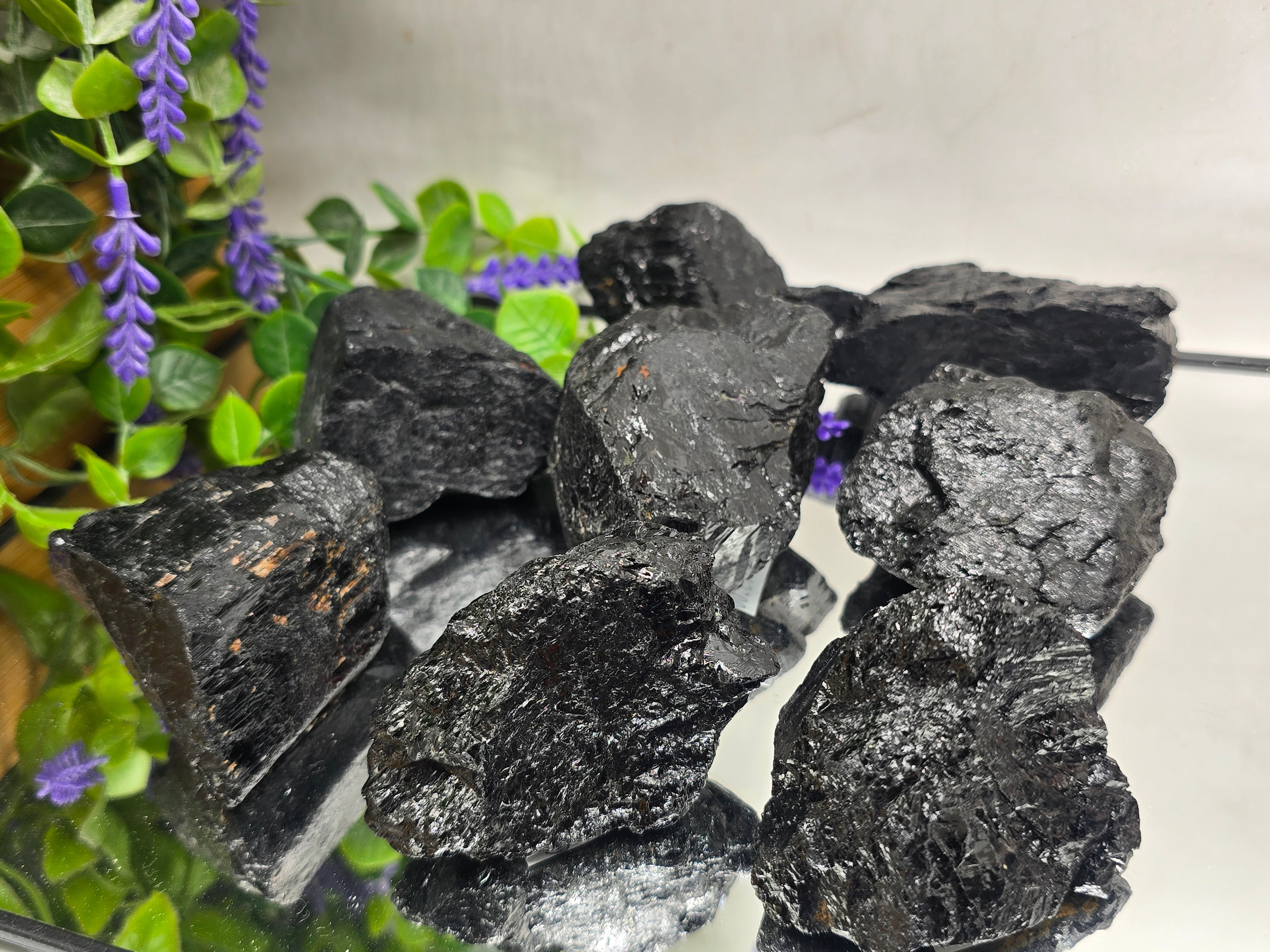 Black Tourmaline Raw Variety – Natural Protection Stone Crystal Wellness