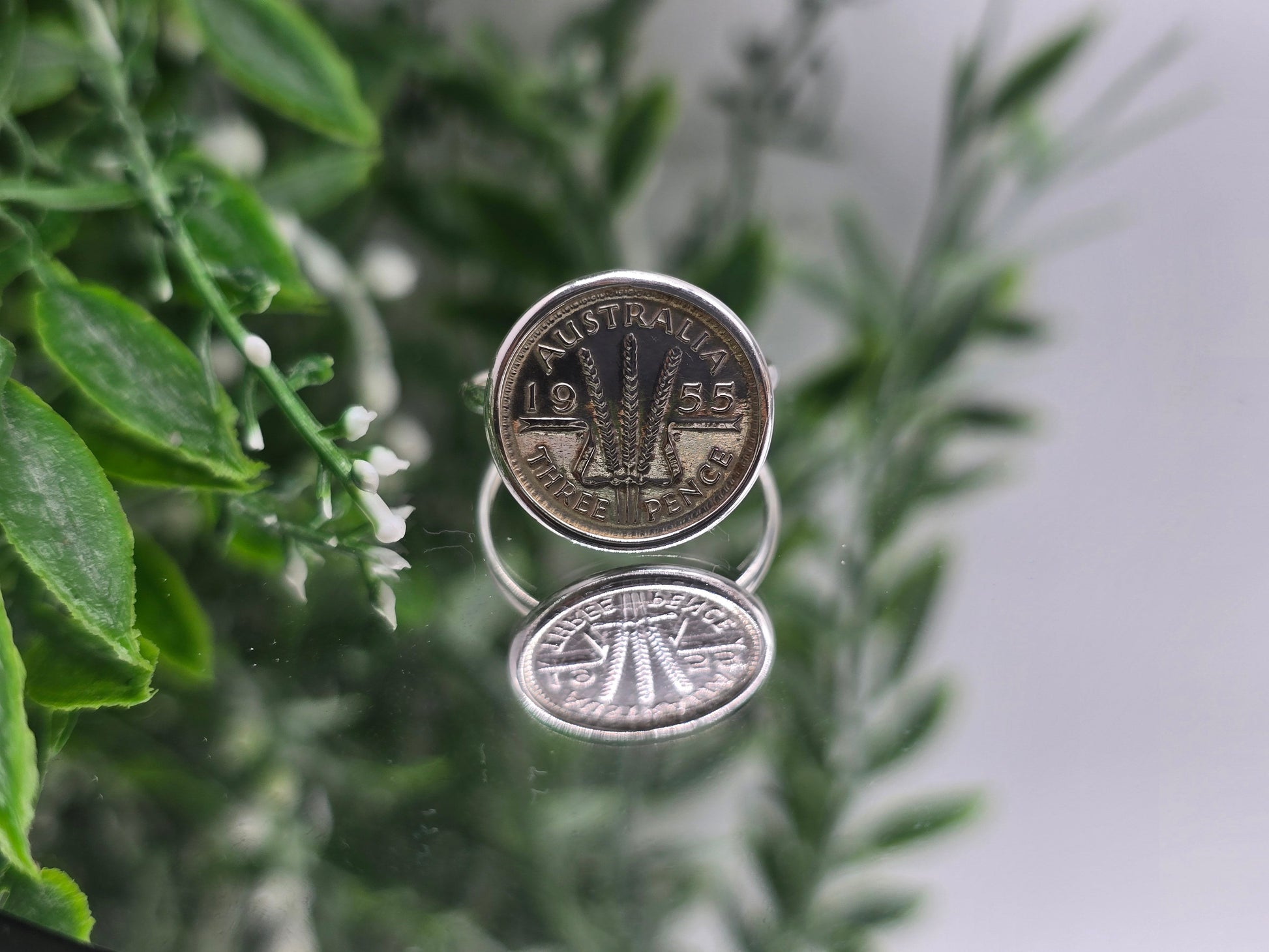 Memorable 1955 Australian Threepence Silver Coin Ring – Size 9 Crystal Wellness