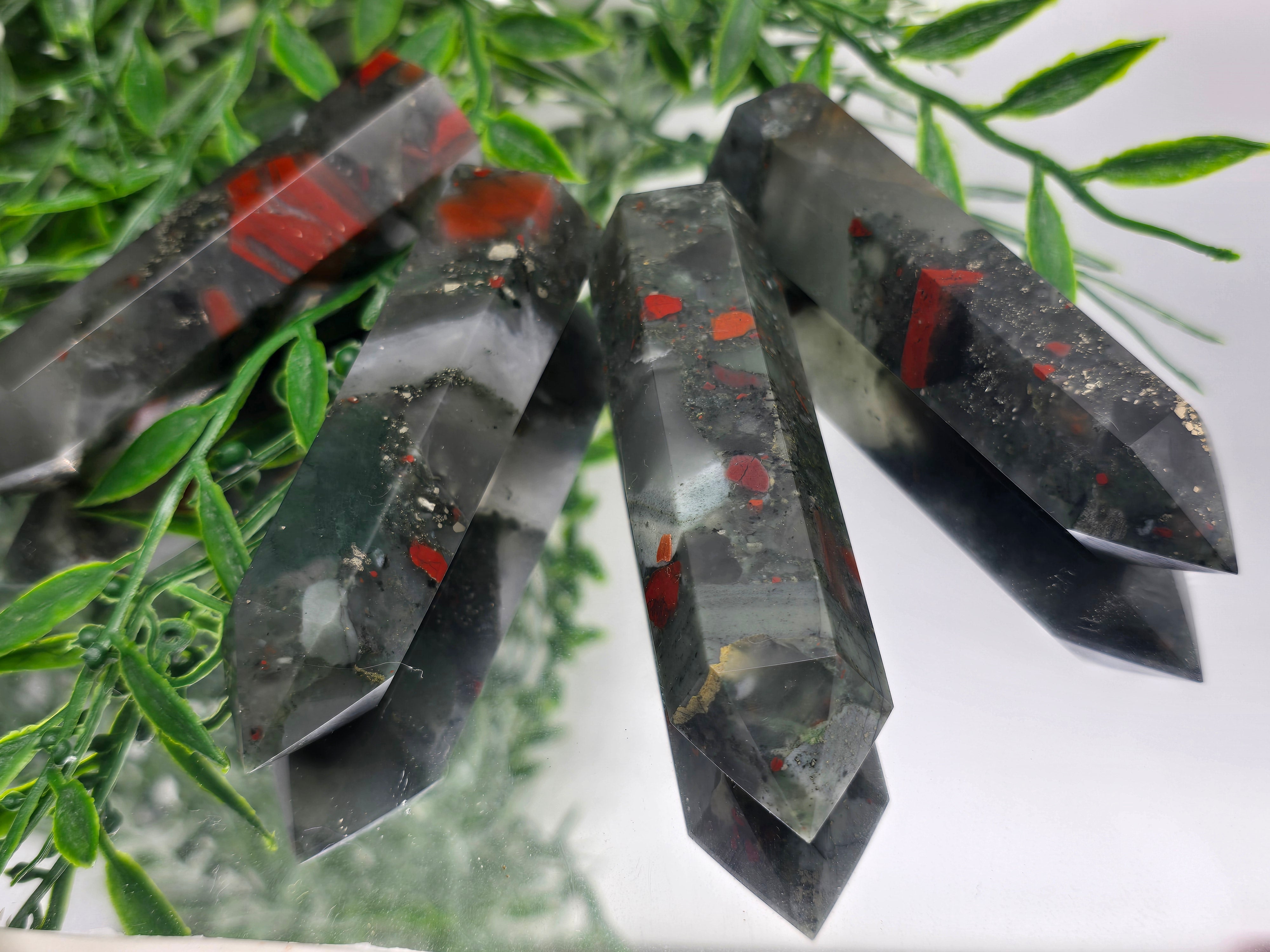 Bloodstone Generator Tower | Courage & Vitality Crystal | Strength, Protection & Renewal Energy Crystal Wellness