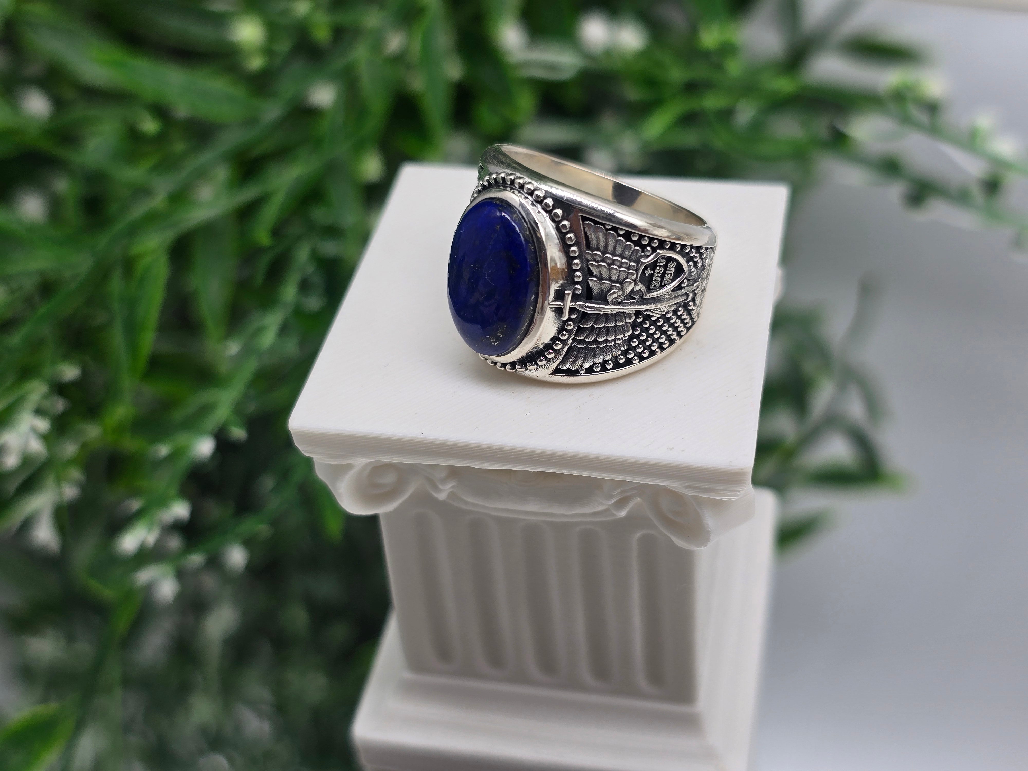 Luxury High-Grade Lapis Lazuli Archangel Michael Protection Ring – 925 Sterling Silver | Divine Shield, Truth & Spiritual Authority Crystal Wellness