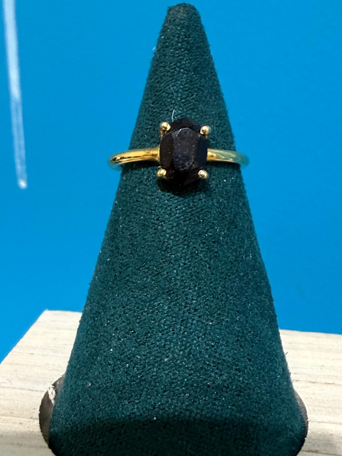 Luxury Black Onyx 18ct Gold Vermeil Ring – Protection, Grounding & Inner Strength (Size 3) Crystal Wellness