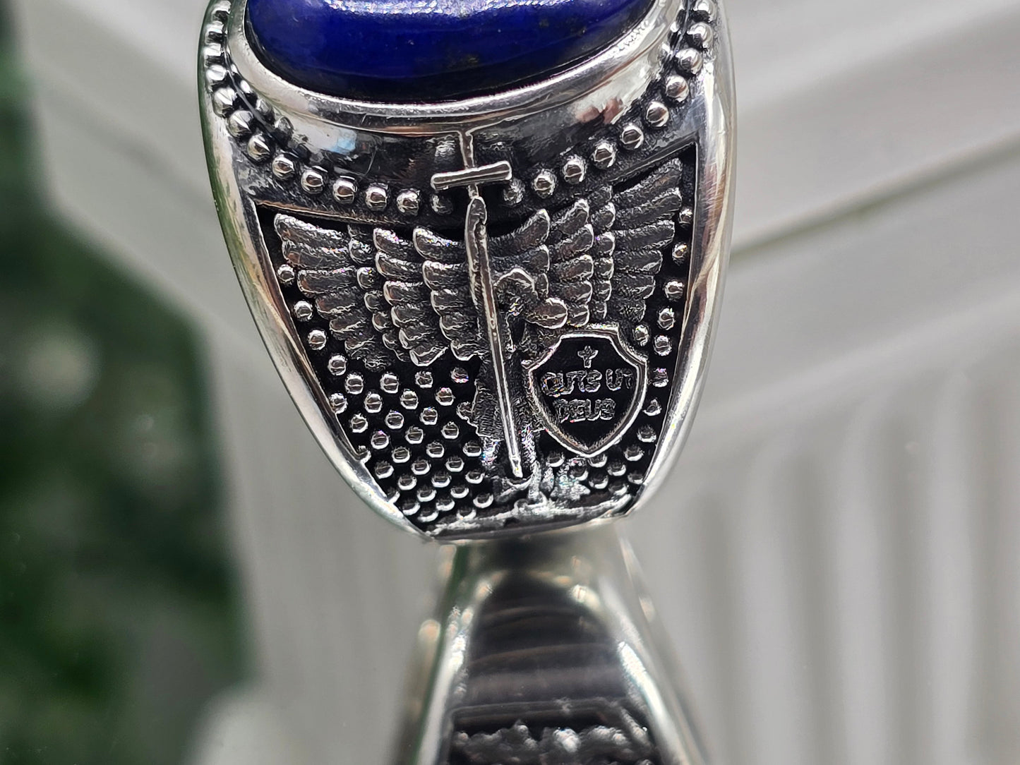 Luxury High-Grade Lapis Lazuli Archangel Michael Protection Ring – 925 Sterling Silver | Divine Shield, Truth & Spiritual Authority Crystal Wellness