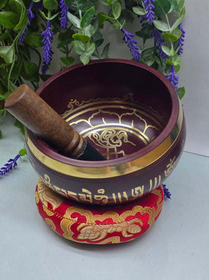 Tibetan Singing Bowl – “Om Mani Padme Hum” | B Note | Crown Chakra | 6 Inch Crystal Wellness