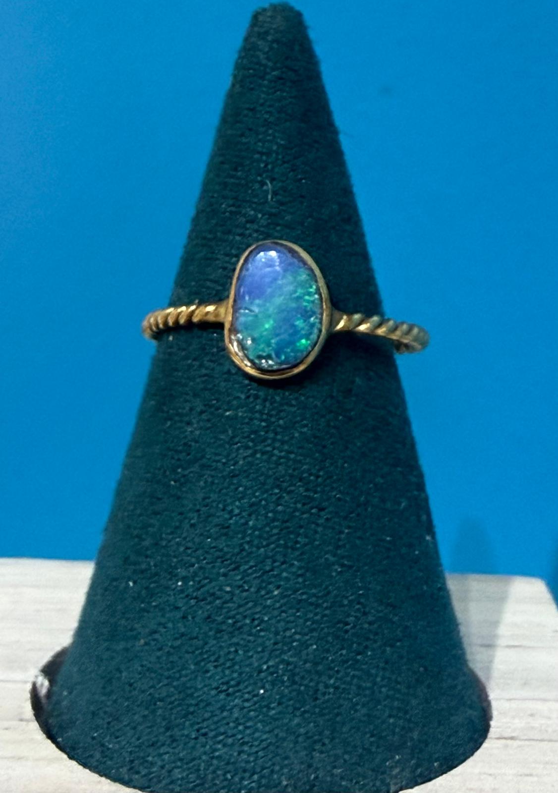 Australian Opal Twisted Band Ring in 22ct Gold  (Stone of Inspiration & Emotional Illumination)
Size 6.75 | 1.18 Carat Crystal Wellness