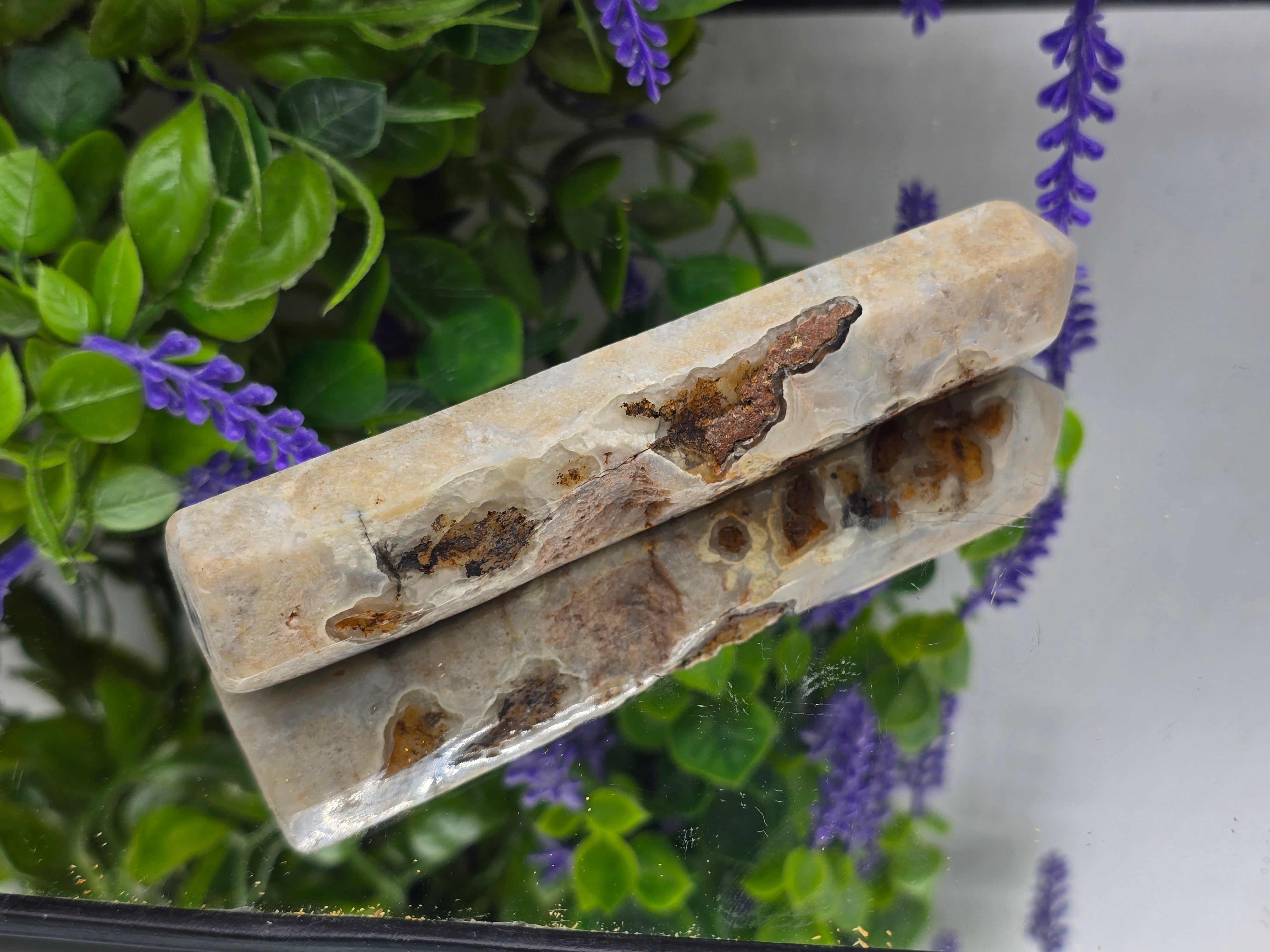 Brazilian Pink Amethyst with Natural Agate & Chalcedony Tower | 137gr 13.5x2.5 | Spiritual Peace, Love & Calming Crystal Wellness