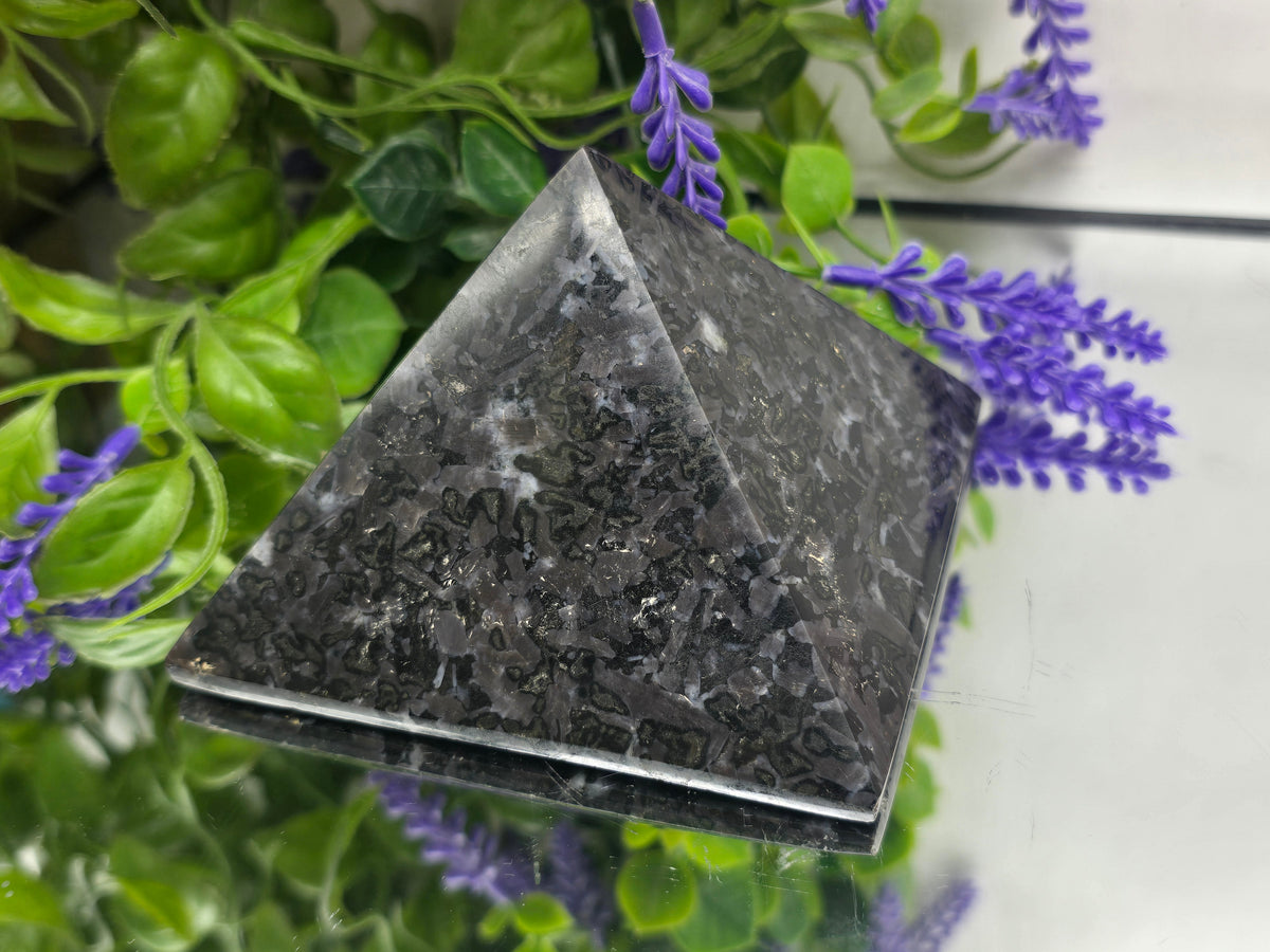 Indigo Gabro “Mystic Merlinite” High Grade Pyramid | Stone of Magic, Transformation & Inner Wisdom Crystal Wellness