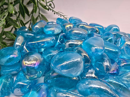 Blue Aura Quartz Tumbled Stone Crystal Wellness