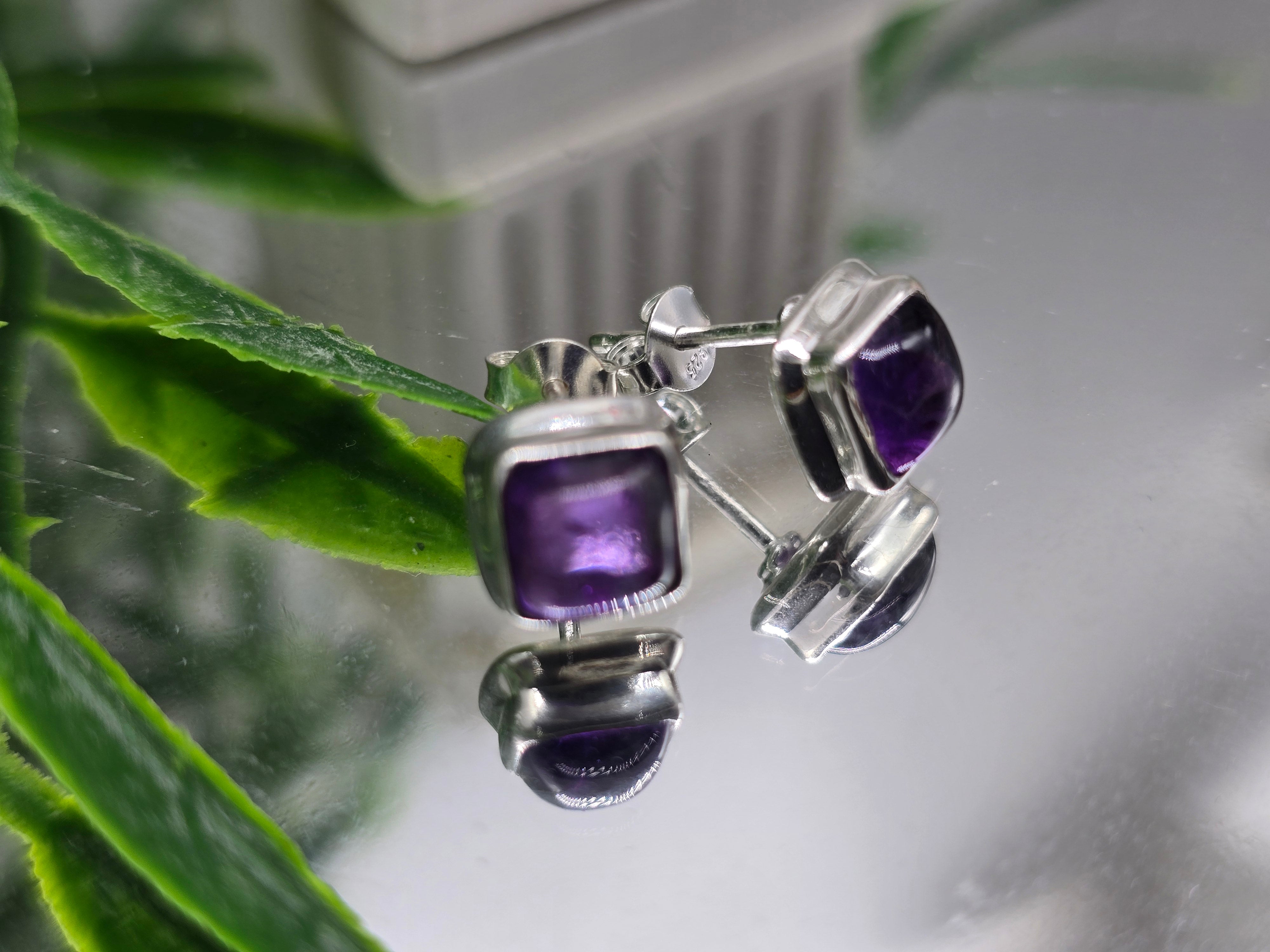 Amethyst 925 Sterling Silver Stud Earrings – Stone Of Calm & Clarity Crystal Wellness