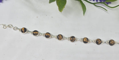 Tigers Eye in 925 Sterling Silver Bracelet Crystal Wellness