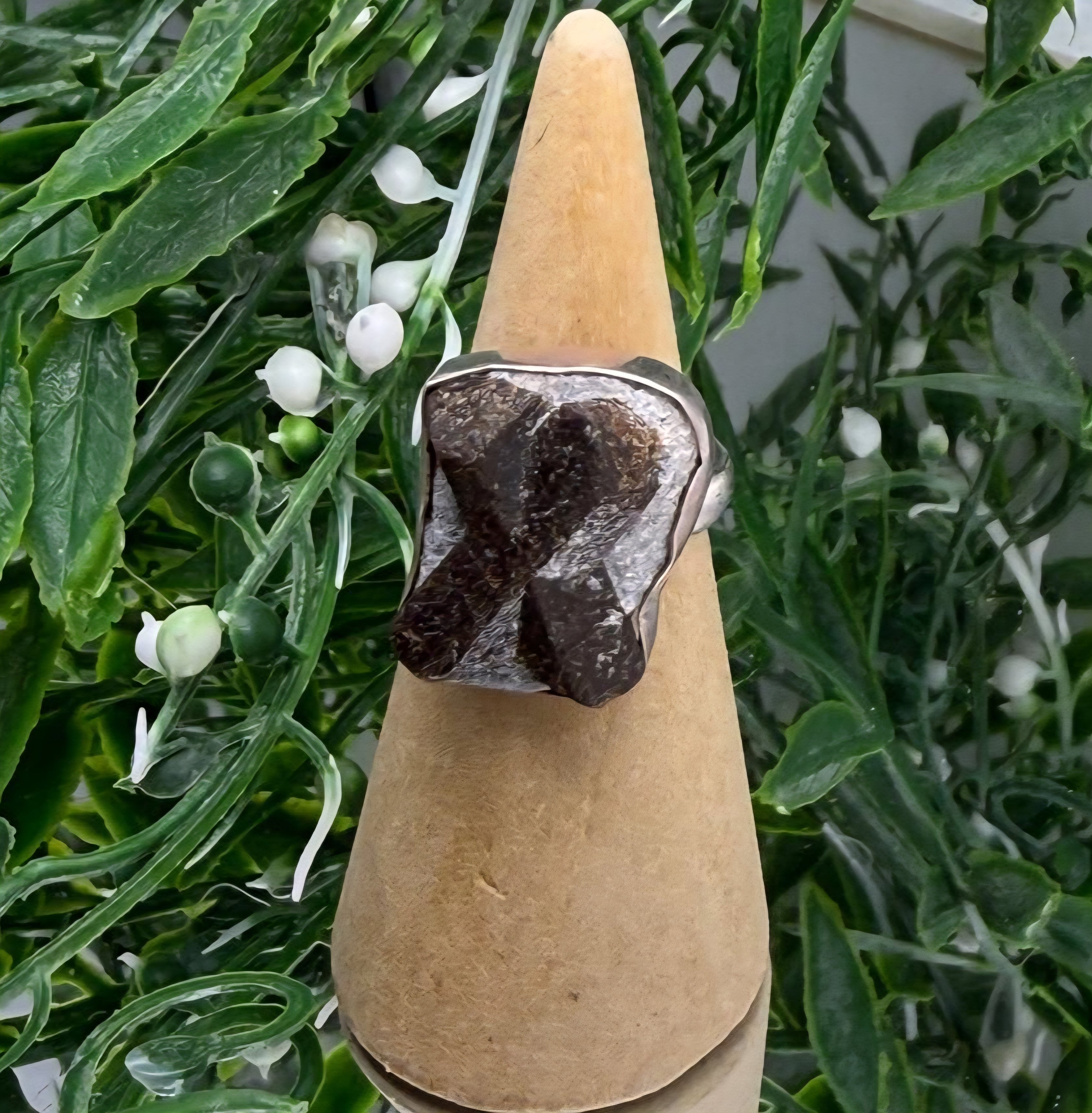 Natural Staurolite Cross 925 Sterling Silver Ring Size 6.5 (Stone of Protection & Divine Alignment) Crystal Wellness