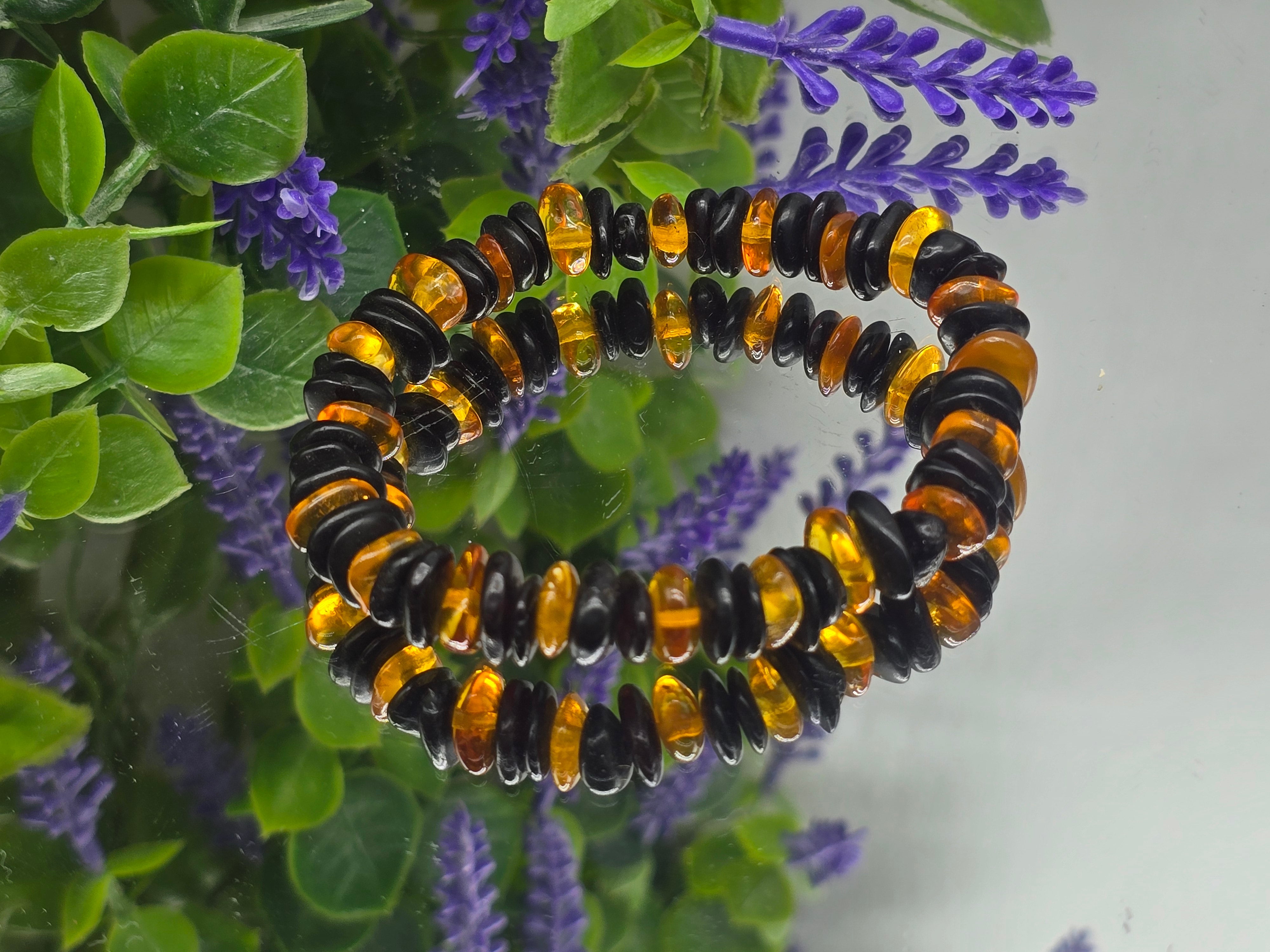 Black & Yellow Amber Bracelet – 51.25 Grams (Protection, Vitality, and Emotional Balance) Crystal Wellness