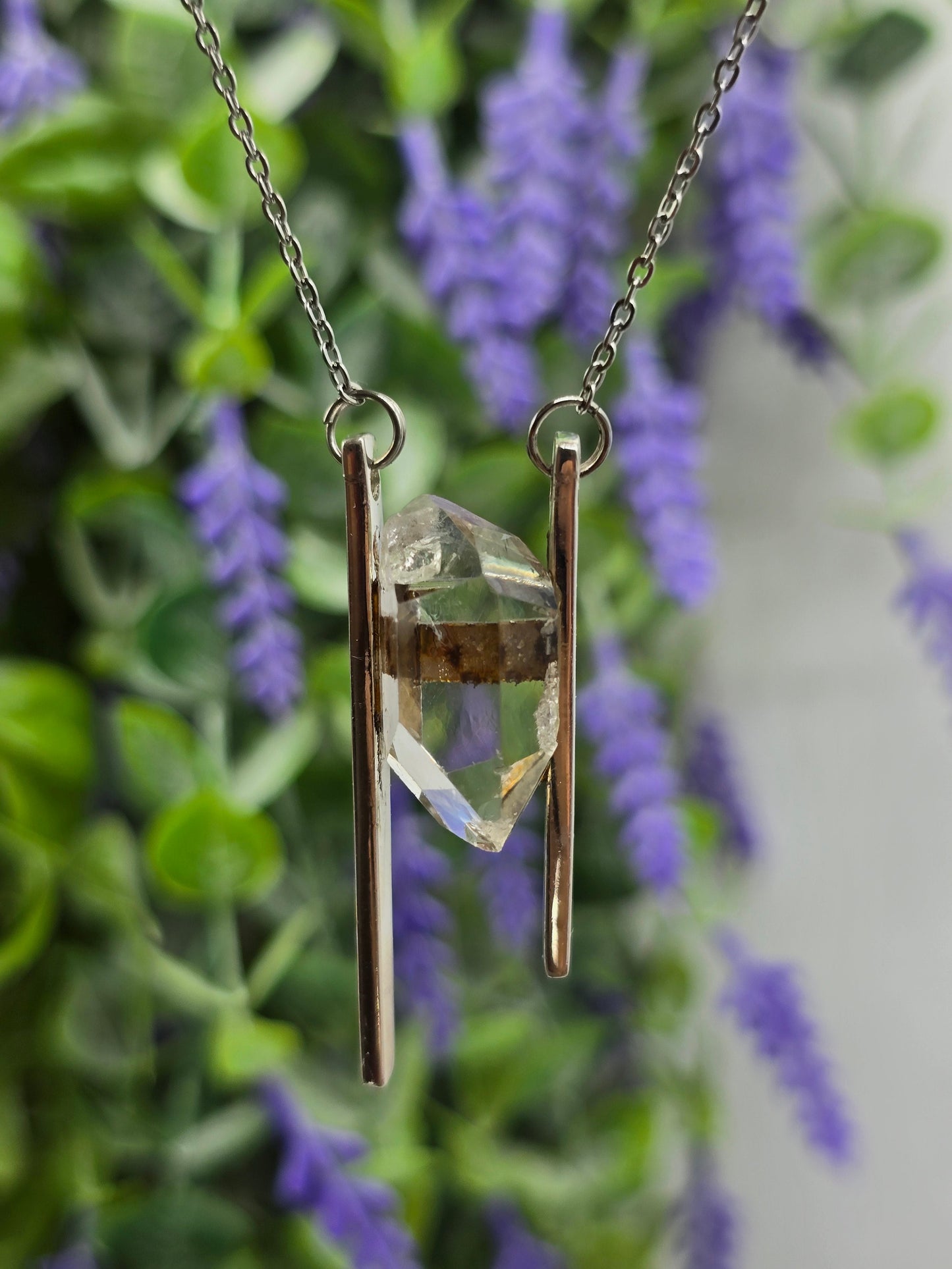 Genuine Herkimer Diamond Pendant Necklace in 925 Sterling Silver - Stone of Ascension & Elevate Consciousness Crystal Wellness
