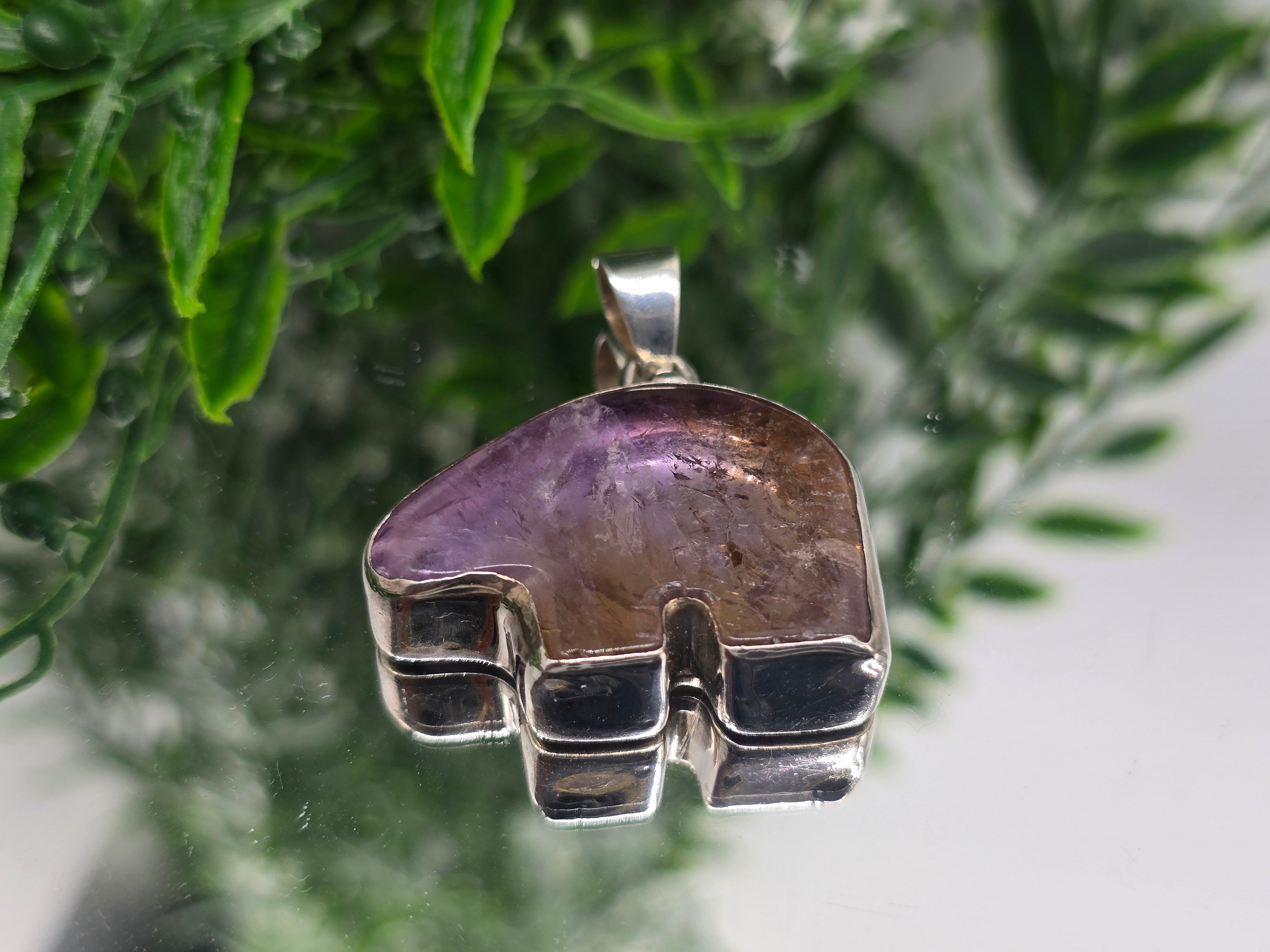 Ametrine Bear Pendant 925 Sterling Silver – Balance, Strength & Transformation Crystal Jewelry Crystal Wellness