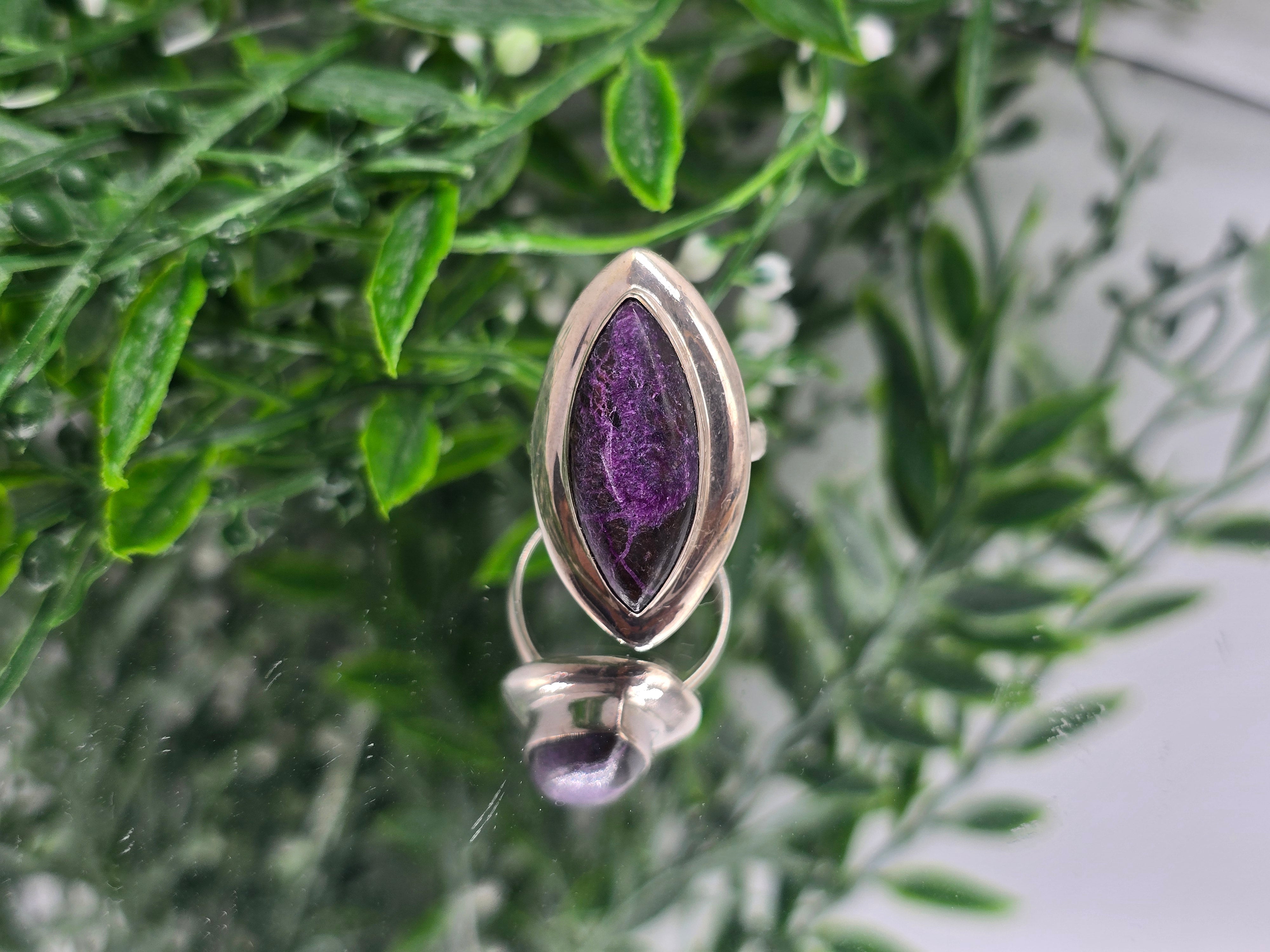 Purpurite Sterling Silver Ring – Size 9 | Stone of Spiritual Awakening & Divine Expression Crystal Wellness