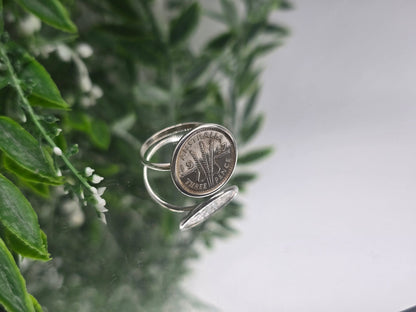 Historic 1947 Australian Threepence Silver Coin Ring – Size 8 Crystal Wellness