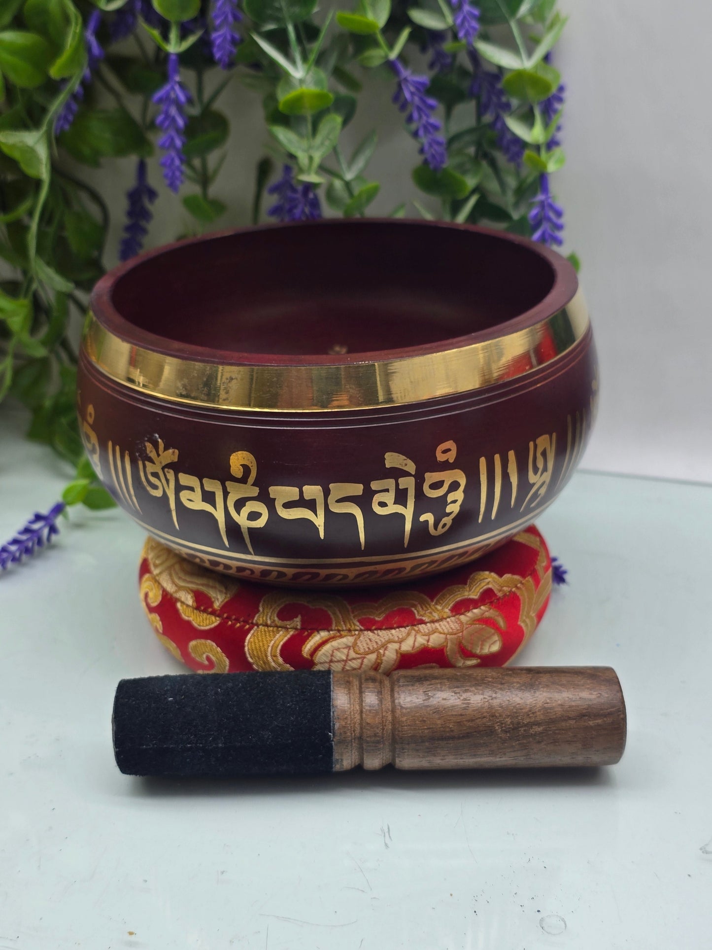 Tibetan Singing Bowl – “Om Mani Padme Hum” | B Note | Crown Chakra | 6 Inch Crystal Wellness