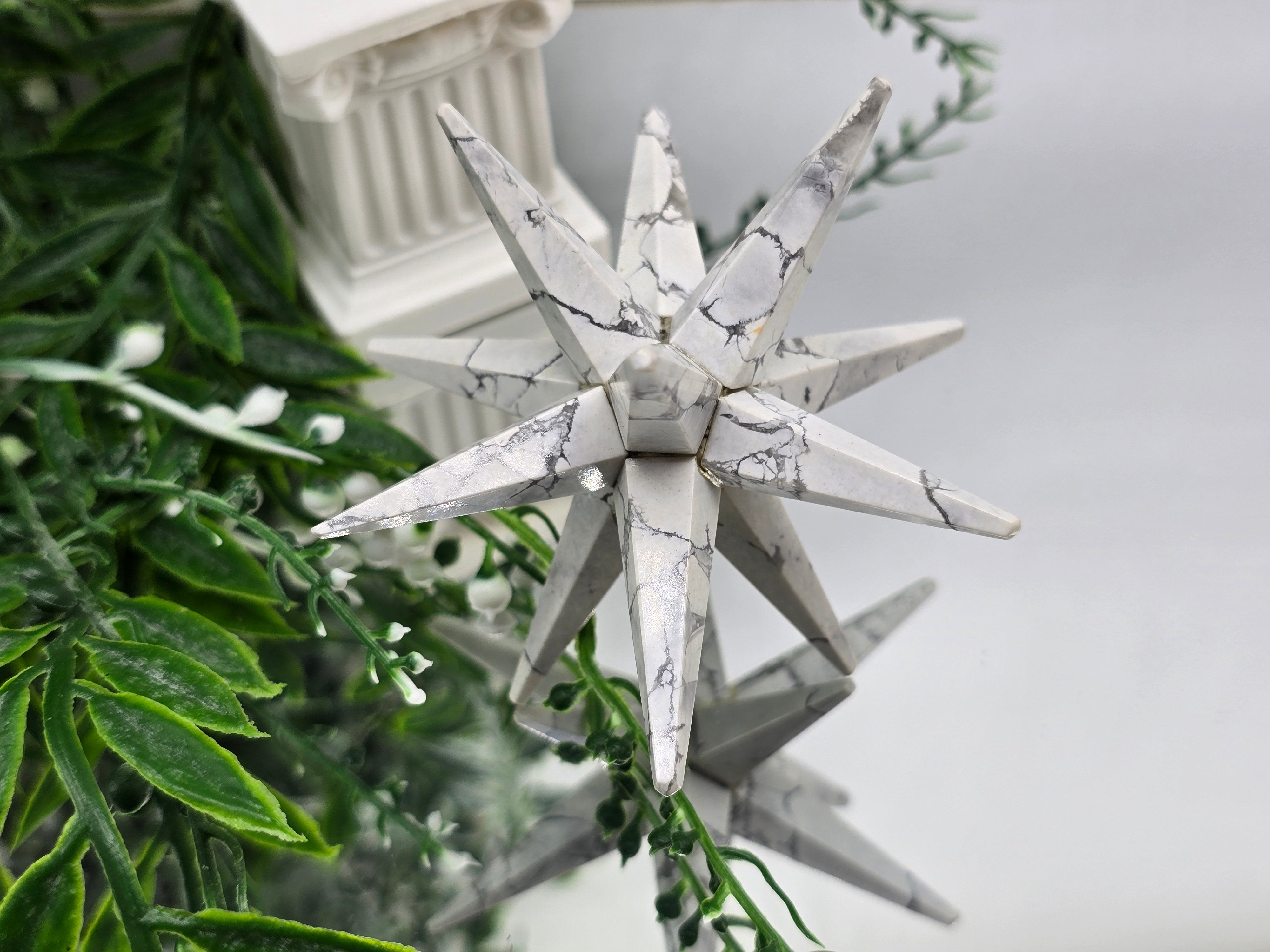 White Howlite 12-Point Merkabah Star – “Temple of Inner Peace” Crystal Wellness