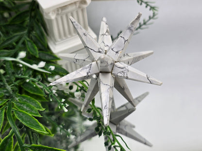 White Howlite 12-Point Merkabah Star – “Temple of Inner Peace” Crystal Wellness