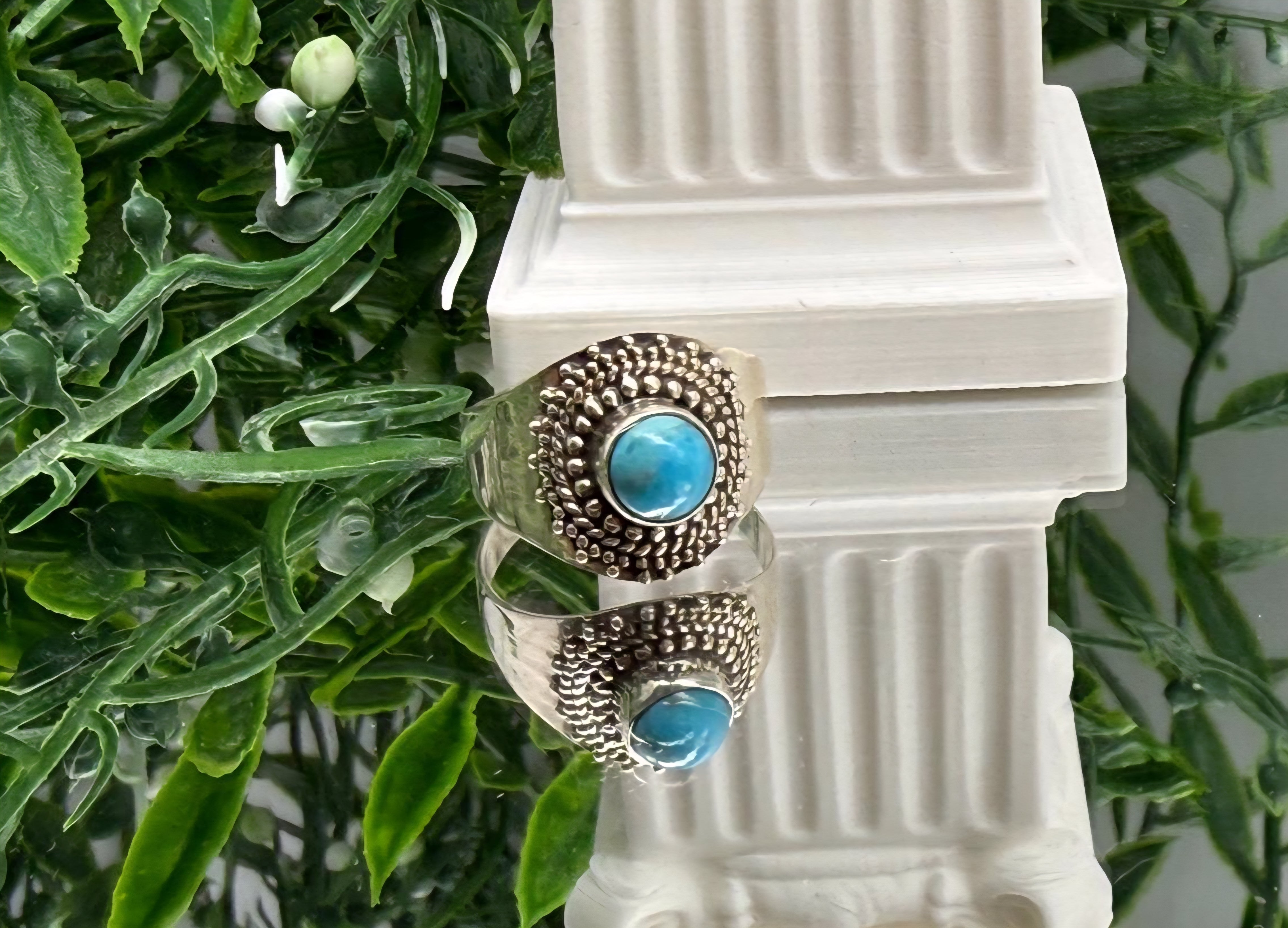 Blue Mohave Turquoise Guardian Ring – 925 Sterling Silver (Size 7) Crystal Wellness