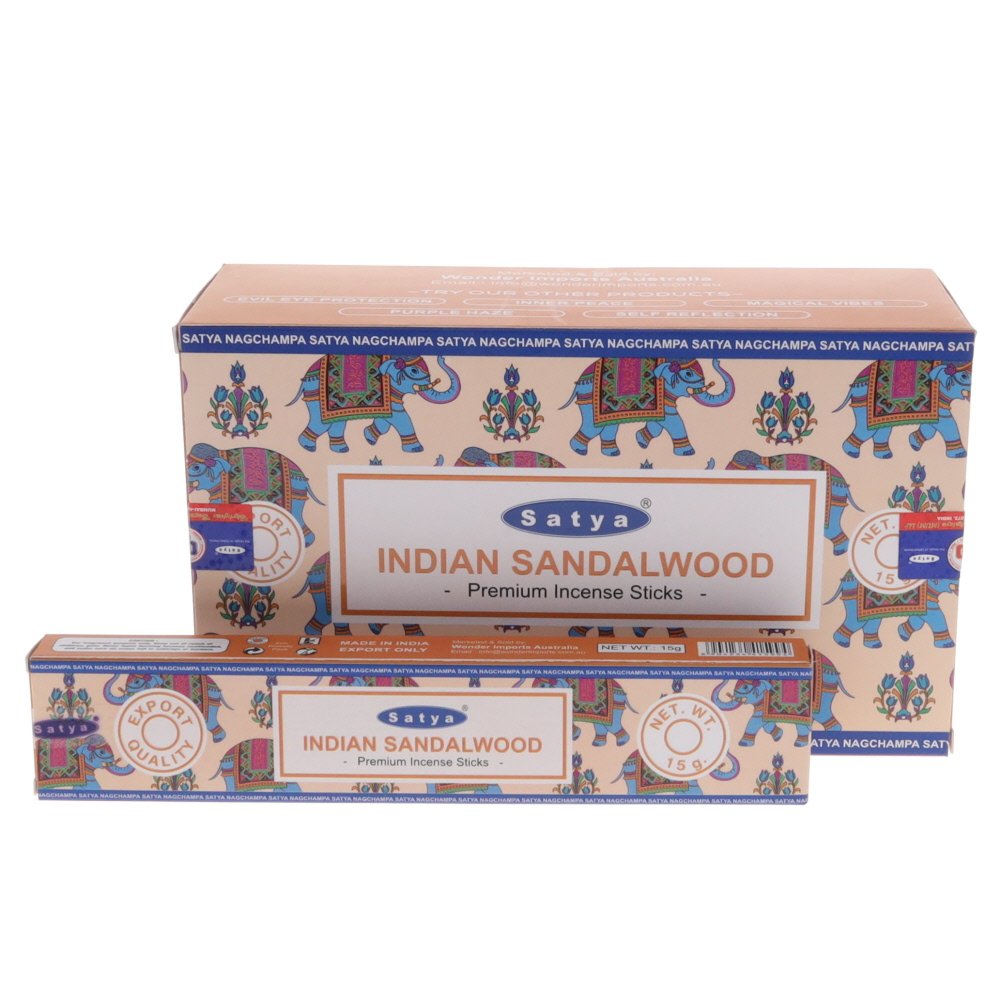 Satya Indian Sandalwood Incense Sticks 15gms | 3 Boxes Value Pack Crystal Wellness