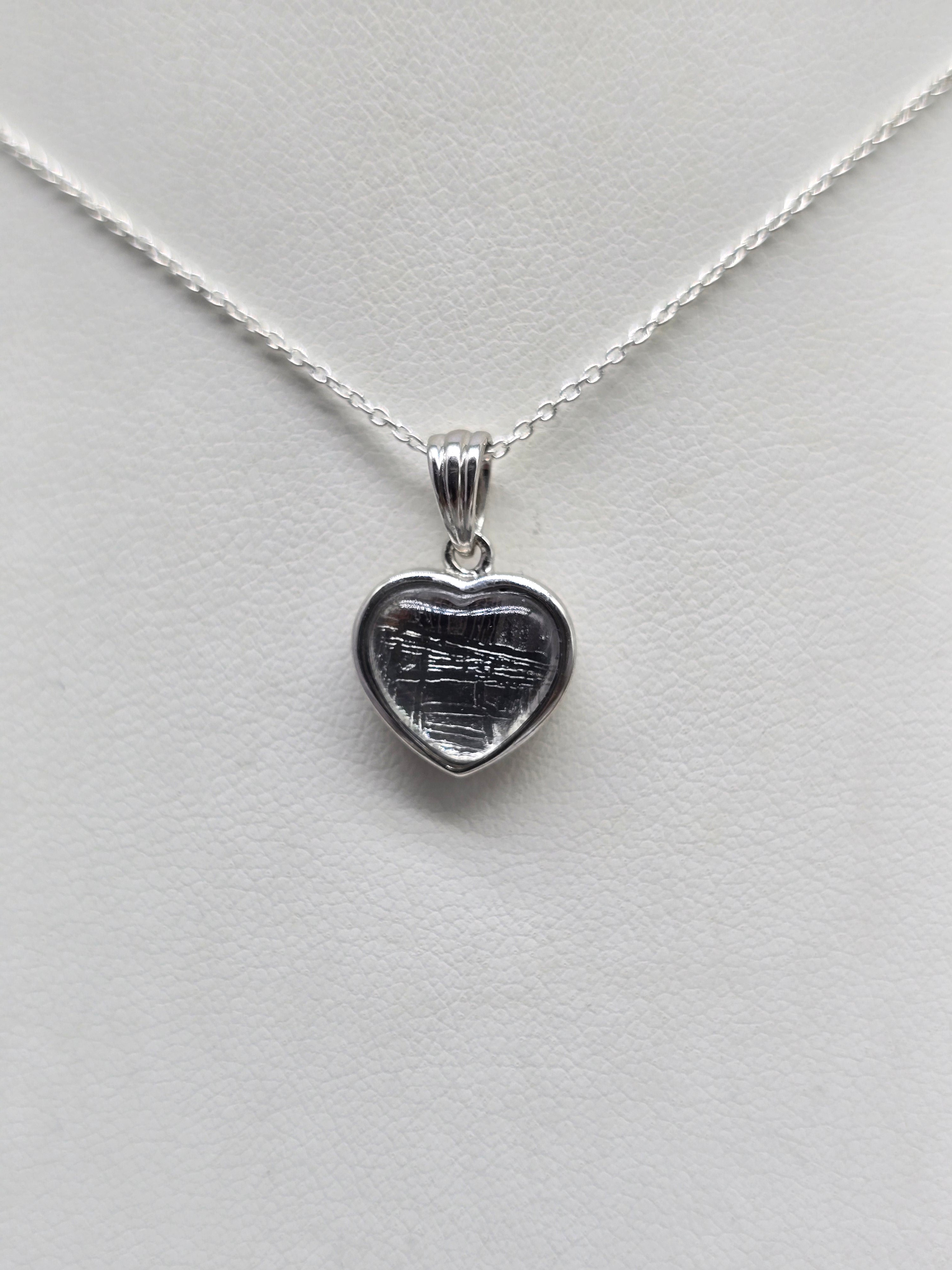 Munionalusta Meteorite Heart Pendant 12x12mm – Swedish Iron Meteorite – Cosmic Protection, Grounding & Spiritual Awakening Crystal Wellness