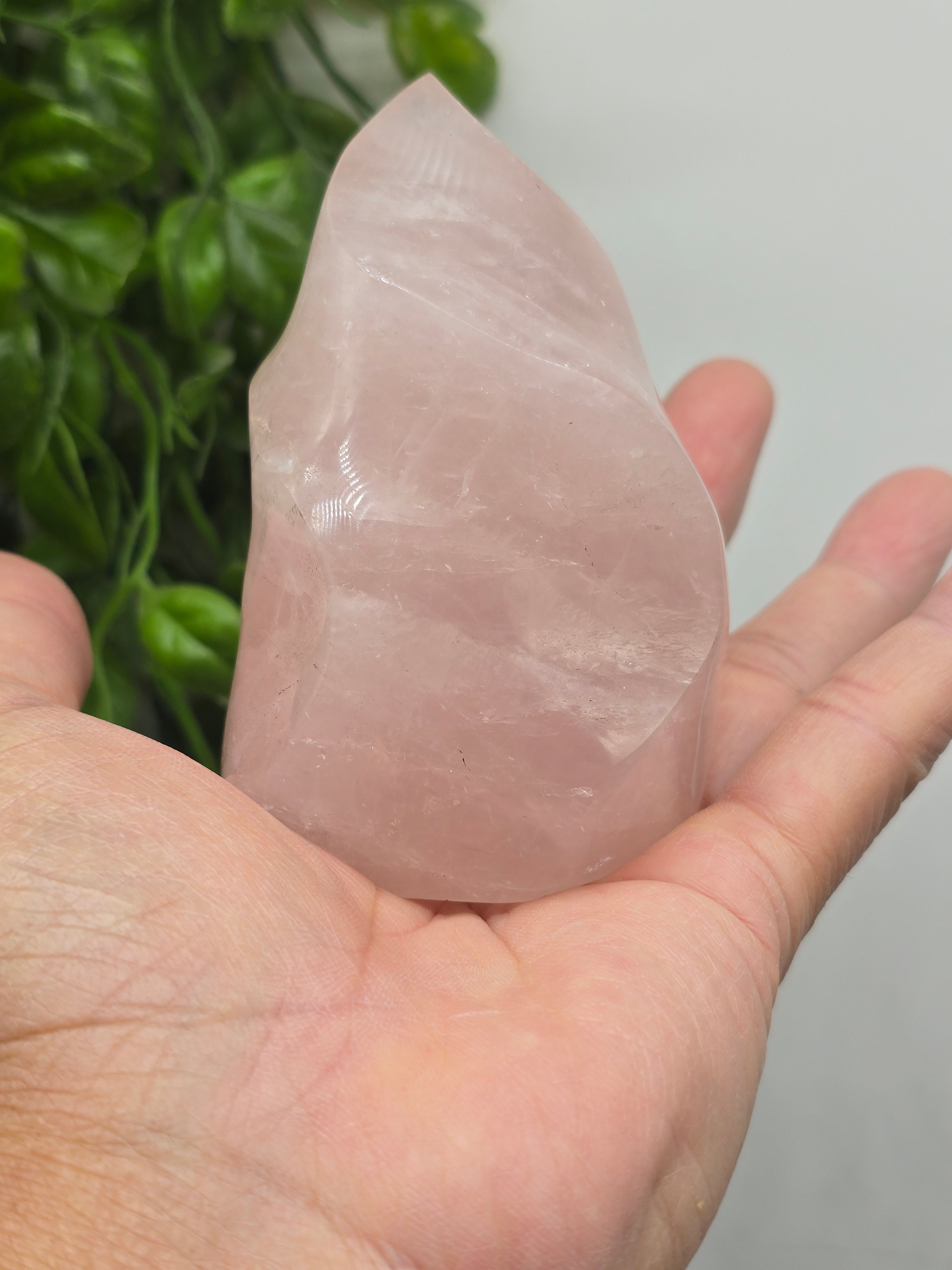 Rose Quartz Fire flame High Grade Crystal Wellness