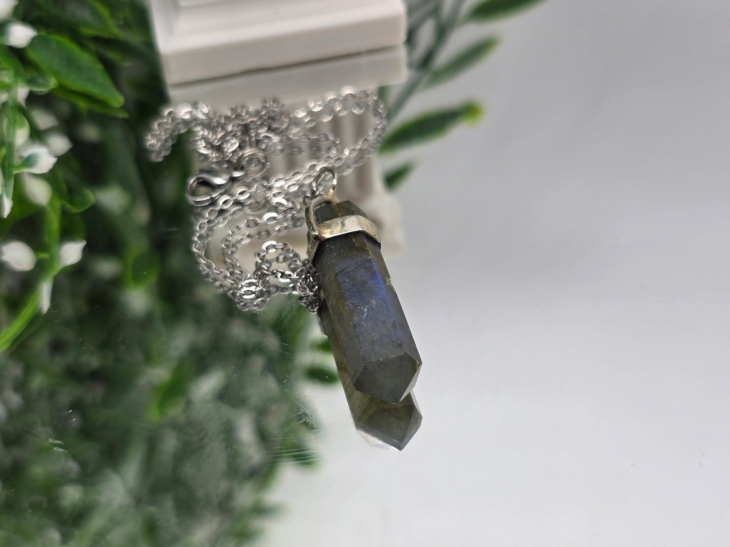 Natural Labradorite Double Terminated 925 Sterling Silver Pendant (Stone of Magic & Intuition) Crystal Wellness