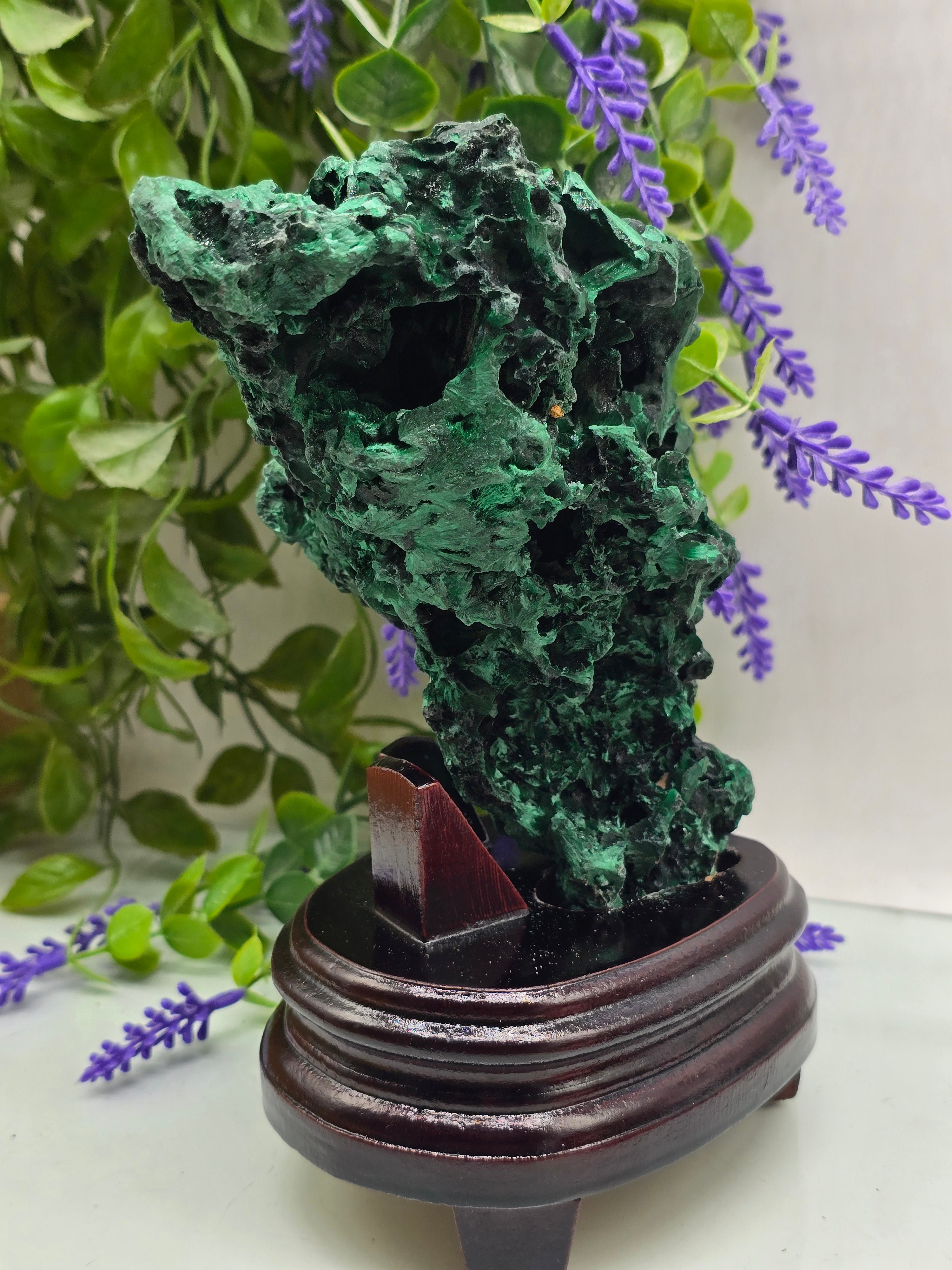 Luxury High-Grade Fibrous Malachite Freeform Display Specimen – Stone of Transformation & Empowered Growth Crystal Wellness