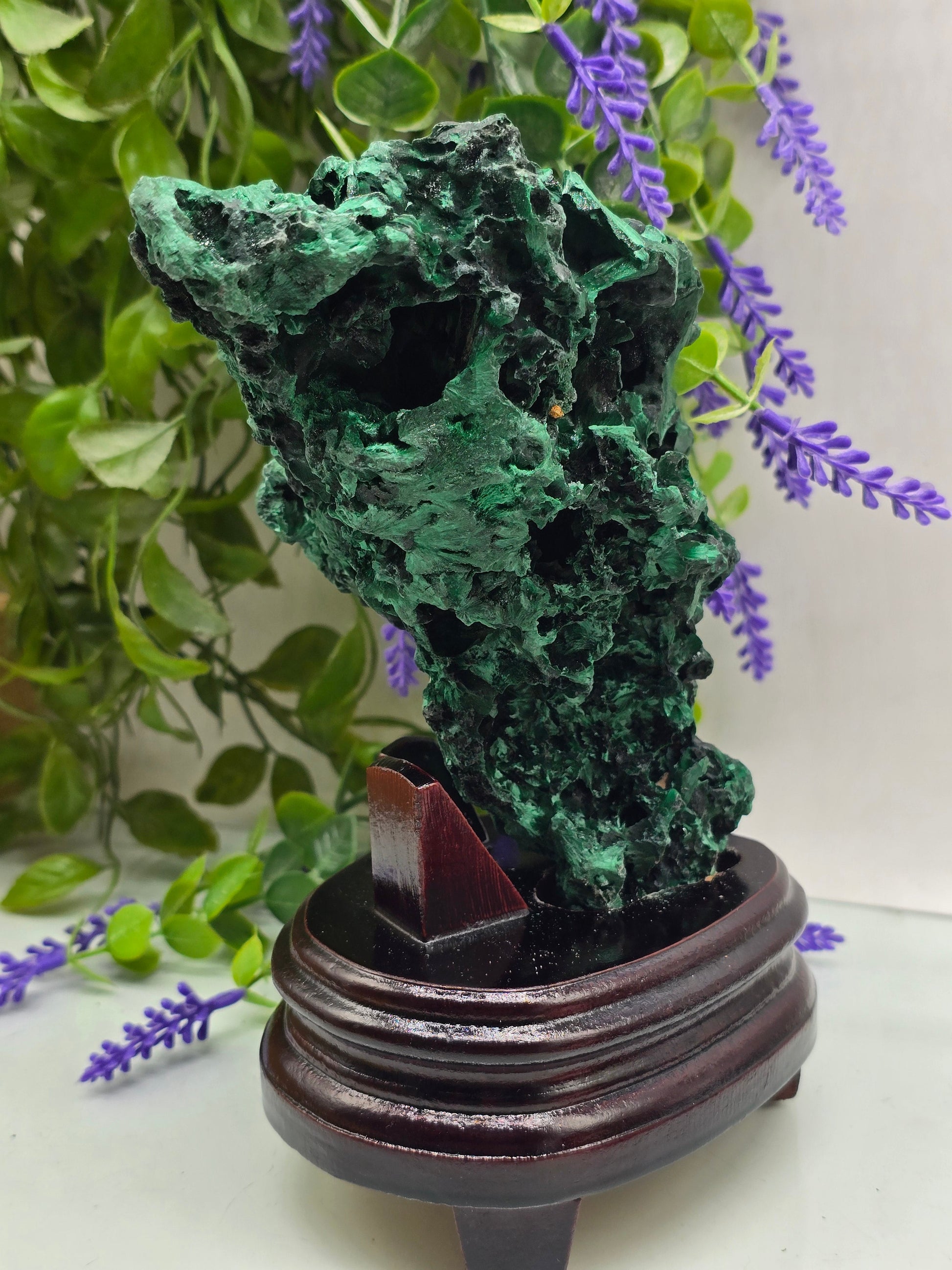 Luxury High-Grade Fibrous Malachite Freeform Display Specimen – Stone of Transformation & Empowered Growth Crystal Wellness