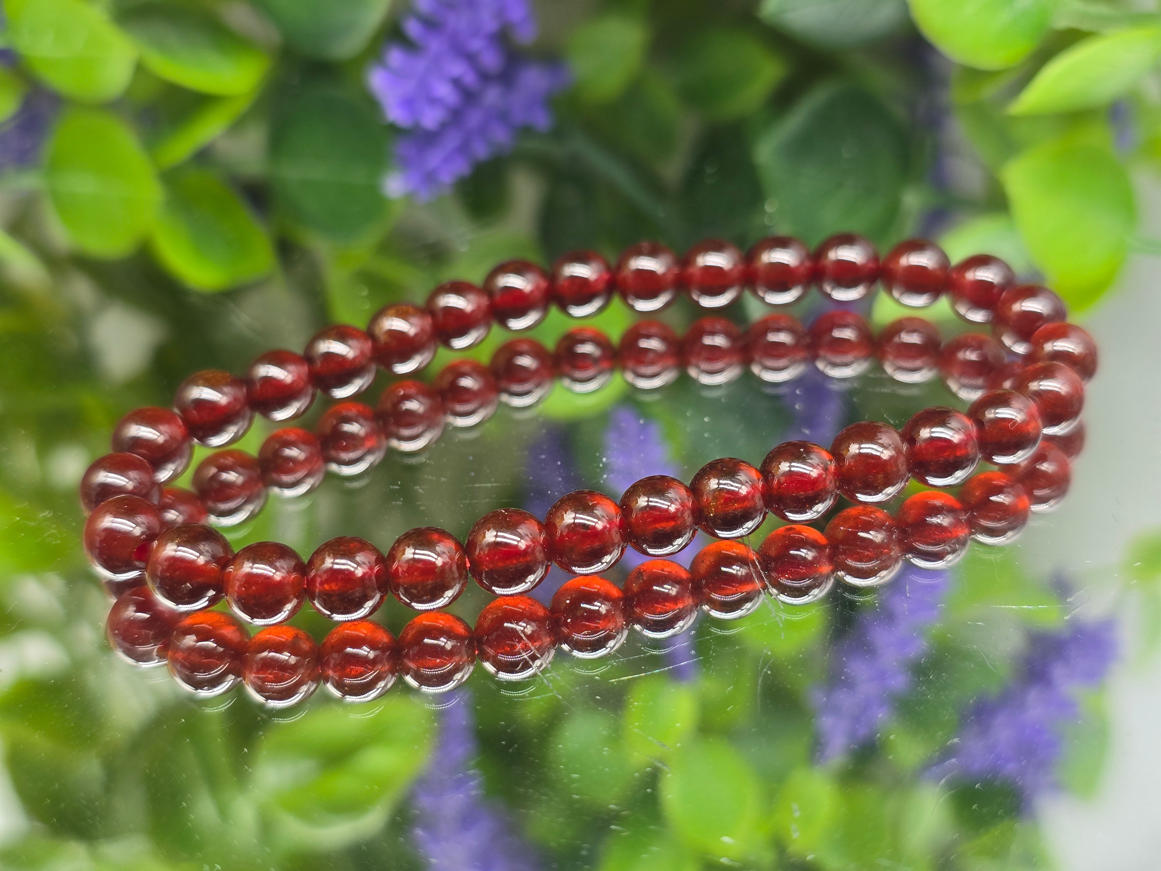 Highest Quality of Natural Garnet 6mm Beads Bracelet (Stone of Passion, Strength & Vitality) Crystal Wellness