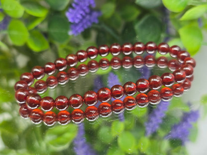 Highest Quality of Natural Garnet 6mm Beads Bracelet (Stone of Passion, Strength & Vitality) Crystal Wellness