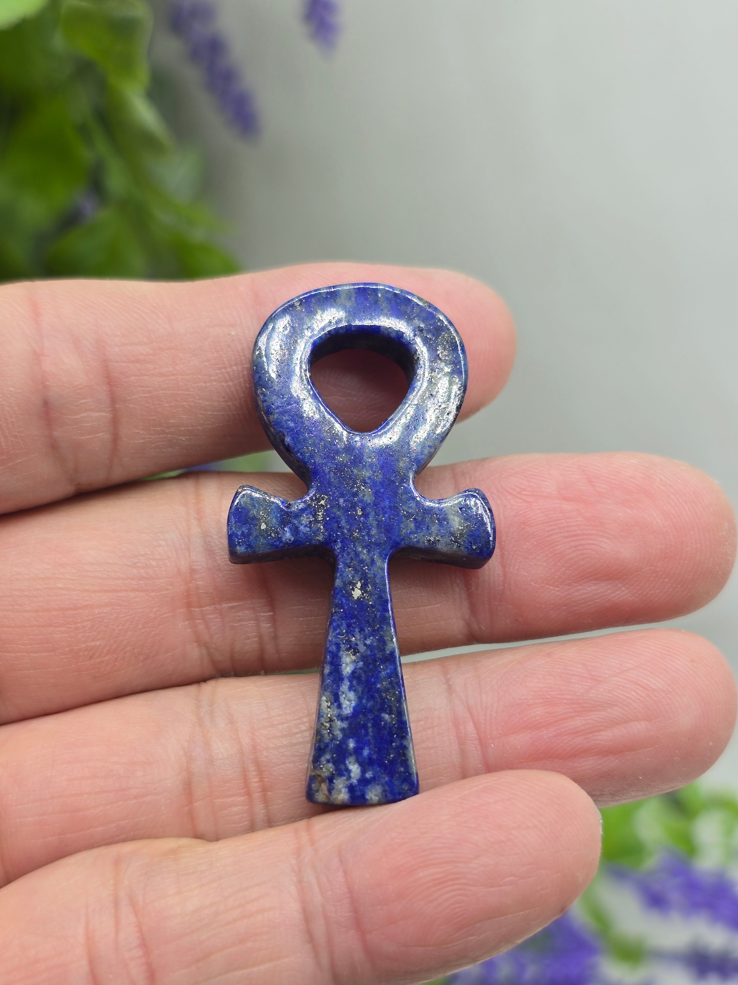 Lapis Lazuli Egyptian Ankh (Stone of Eternal Life, Truth & Divine Wisdom) 5x2.5cm Crystal Wellness