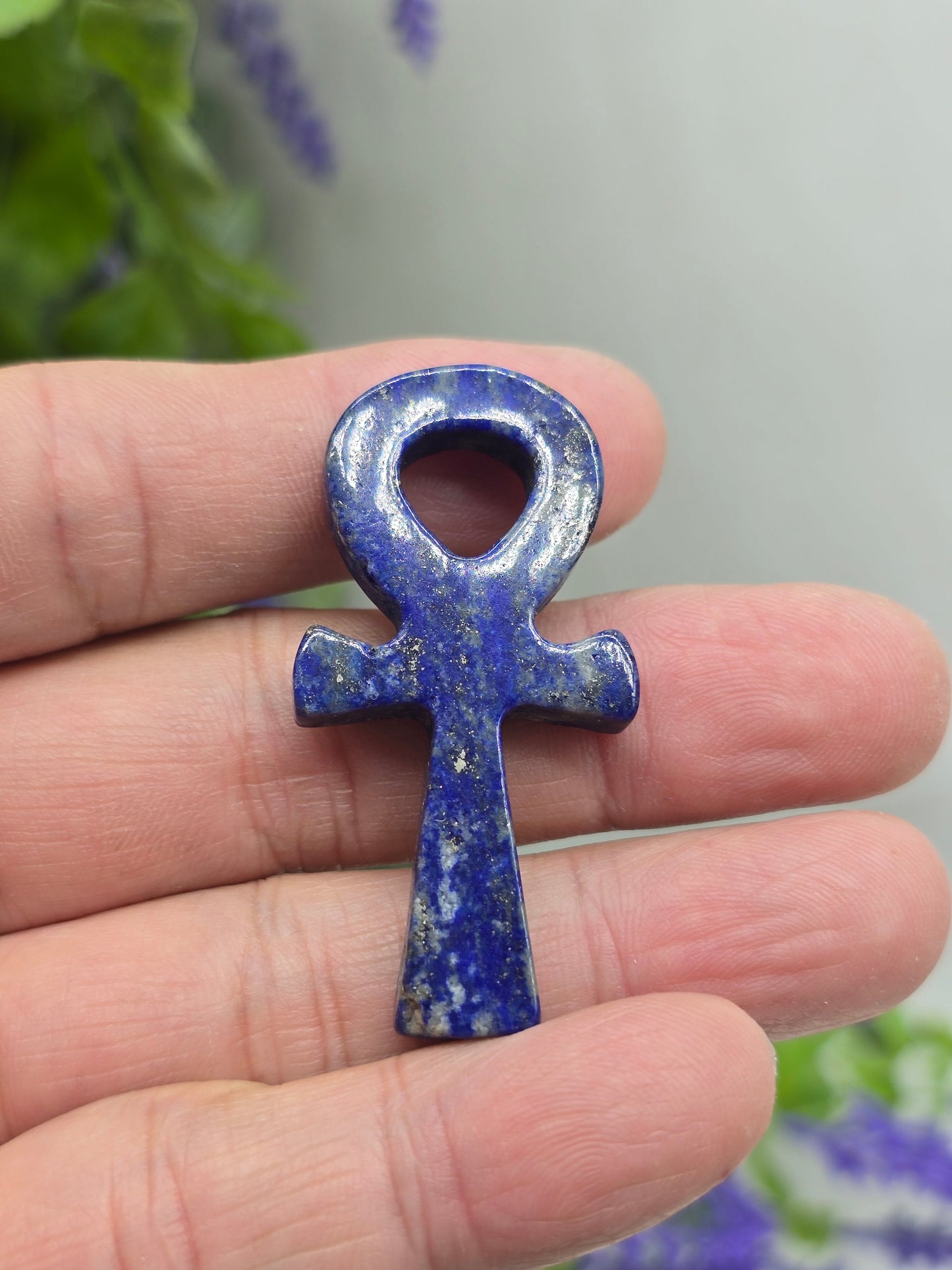 Lapis Lazuli Egyptian Ankh (Stone of Eternal Life, Truth & Divine Wisdom) 5x2.5cm Crystal Wellness